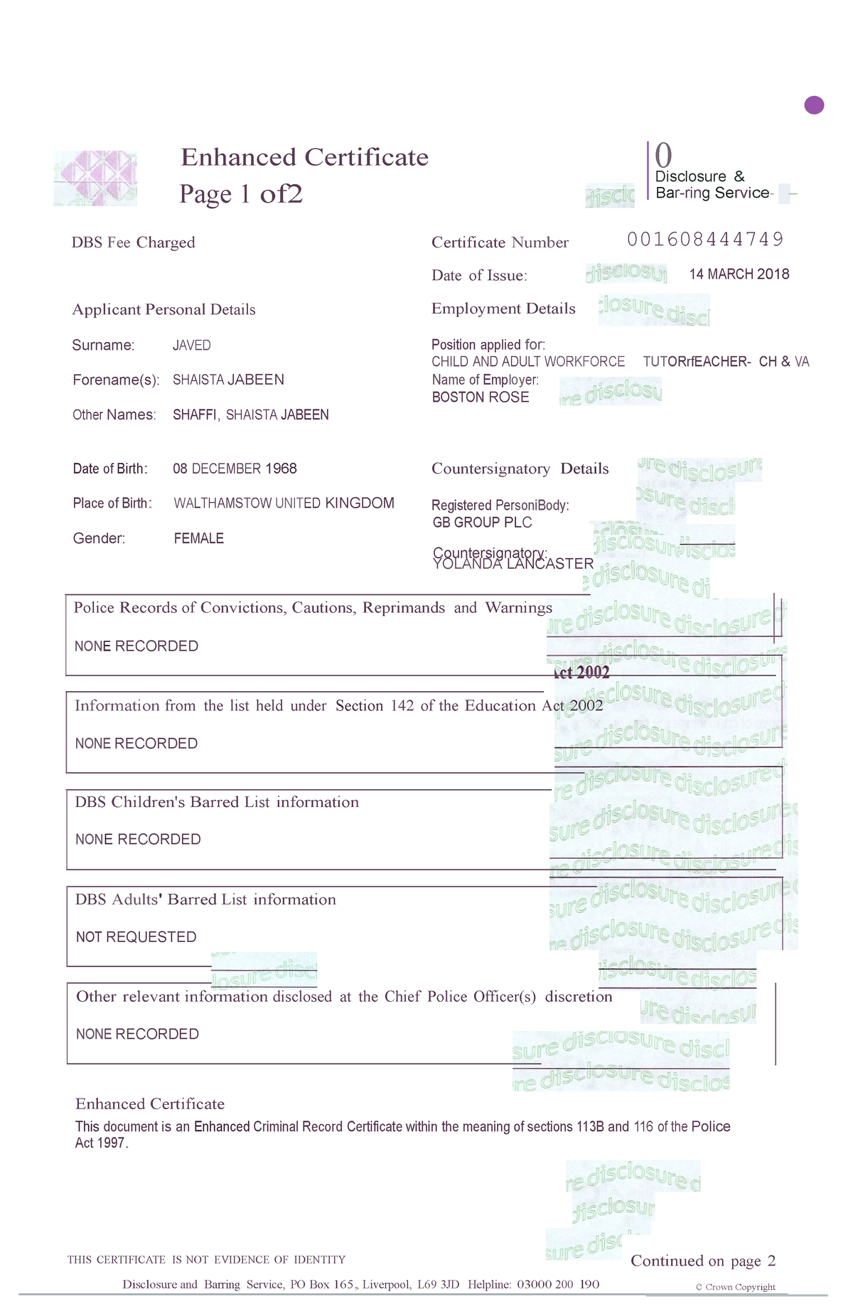2018 0321131033079 - yes - Enhanced Certificate Page 1 of DBS Fee ...