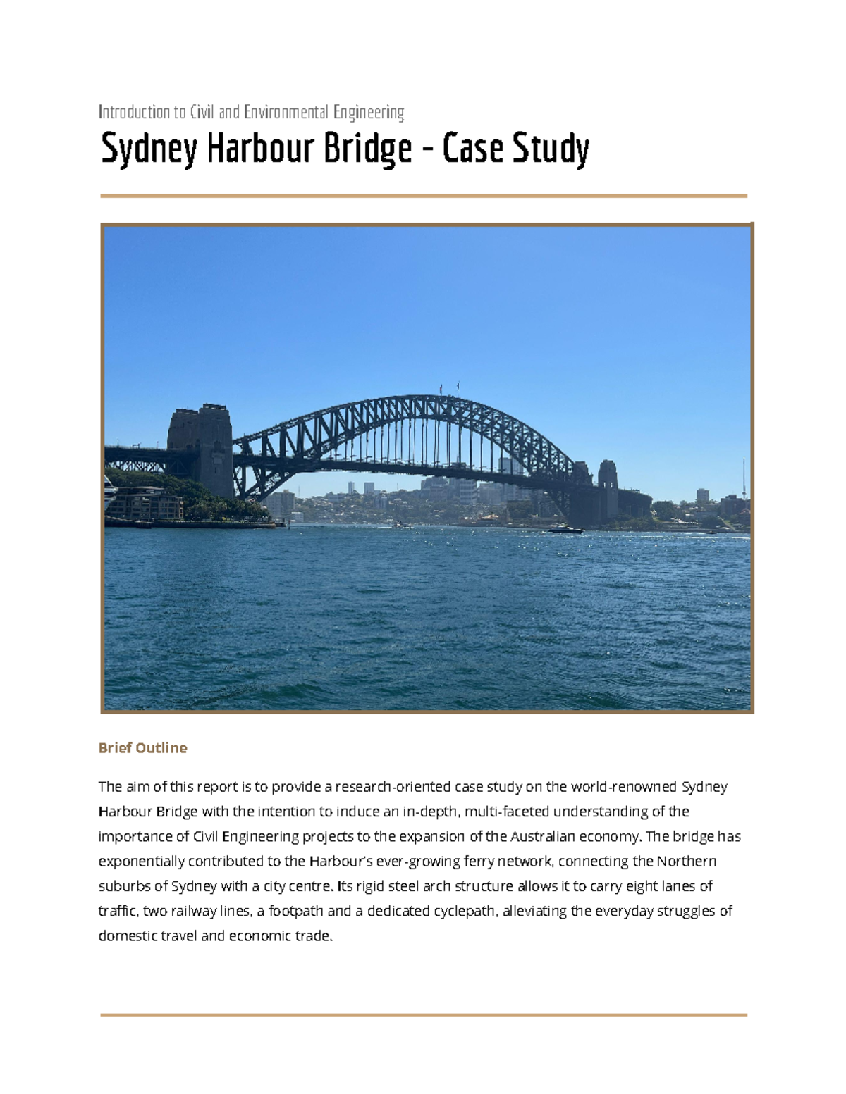 Assignment 1 Sydney Harbour Bridge Case Study Report Introduction(01)