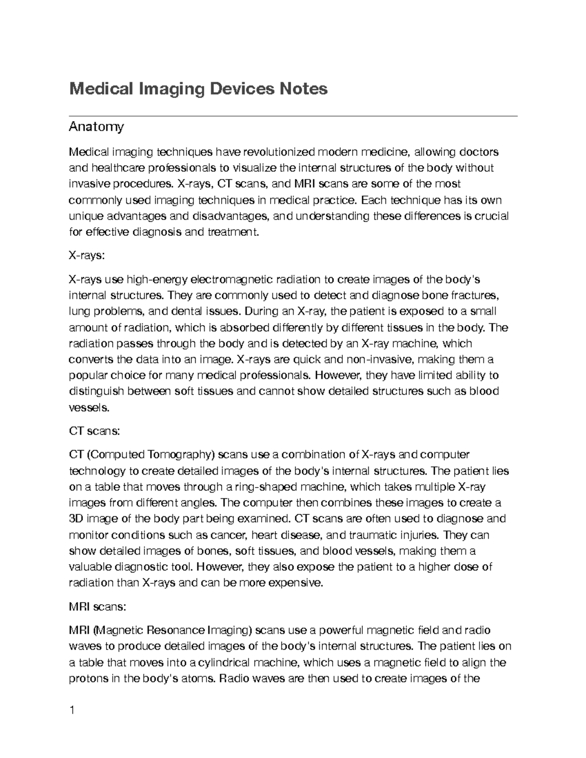 Medical Imaging Devices Notes Medical Imaging Devices Notes Anatomy