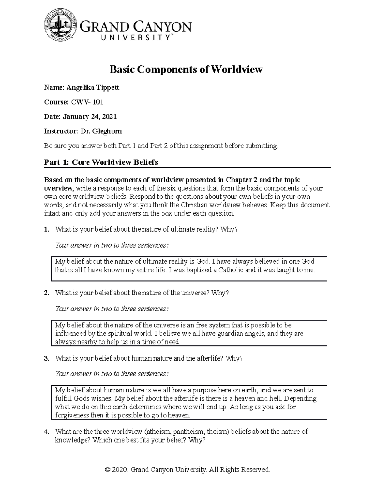 CWV-101 Basic Components Of Worldview - Basic Components Of Worldview ...