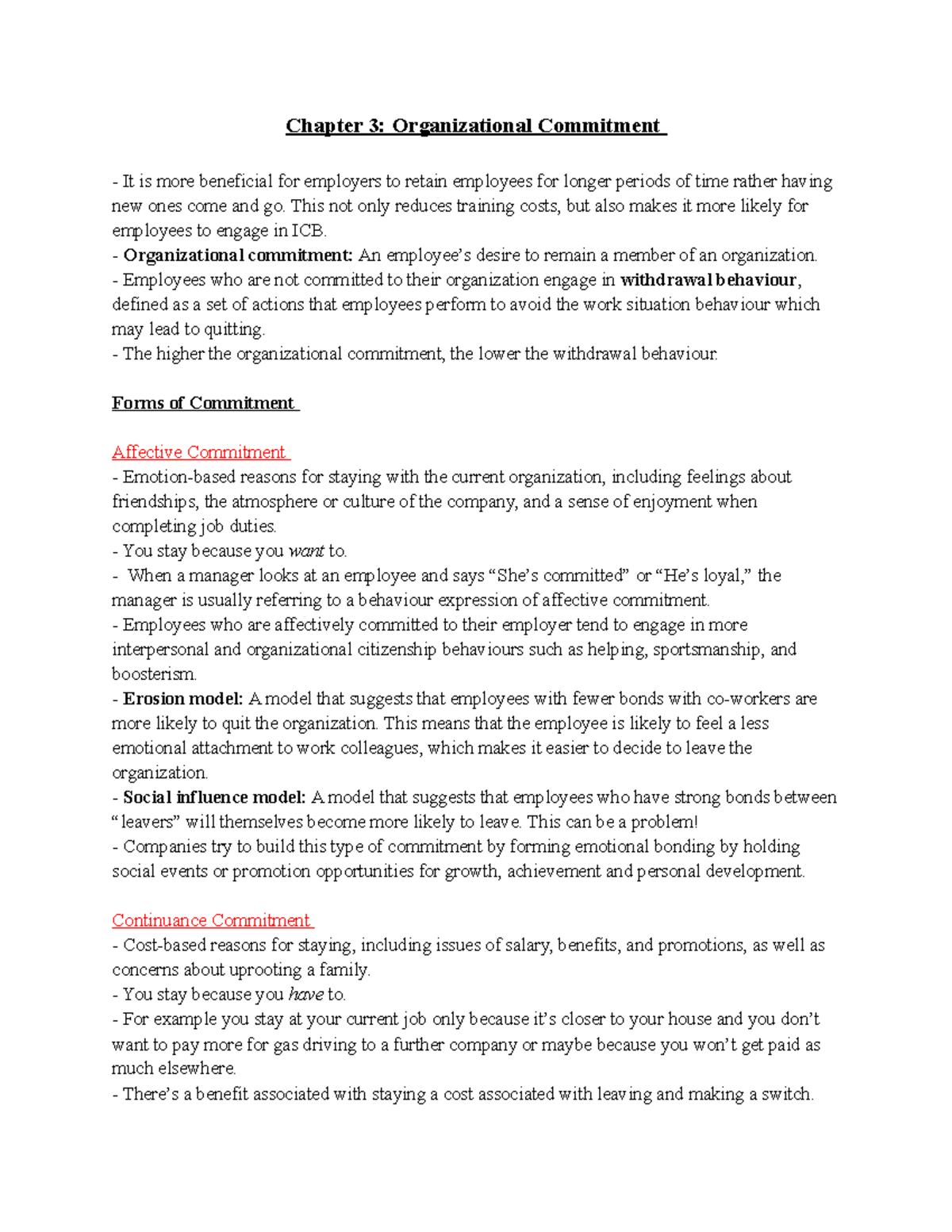 Chapte 3 adms 2400 notes - Chapter 3: Organizational Commitment It is ...