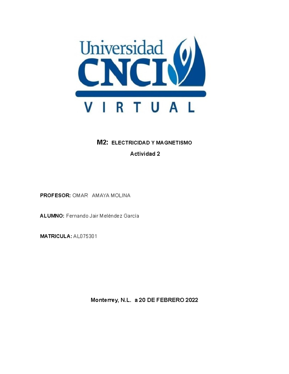 M2 Calculo Integral Actvidad Numero 2 Con Ejemplos - M2: ELECTRICIDAD Y ...