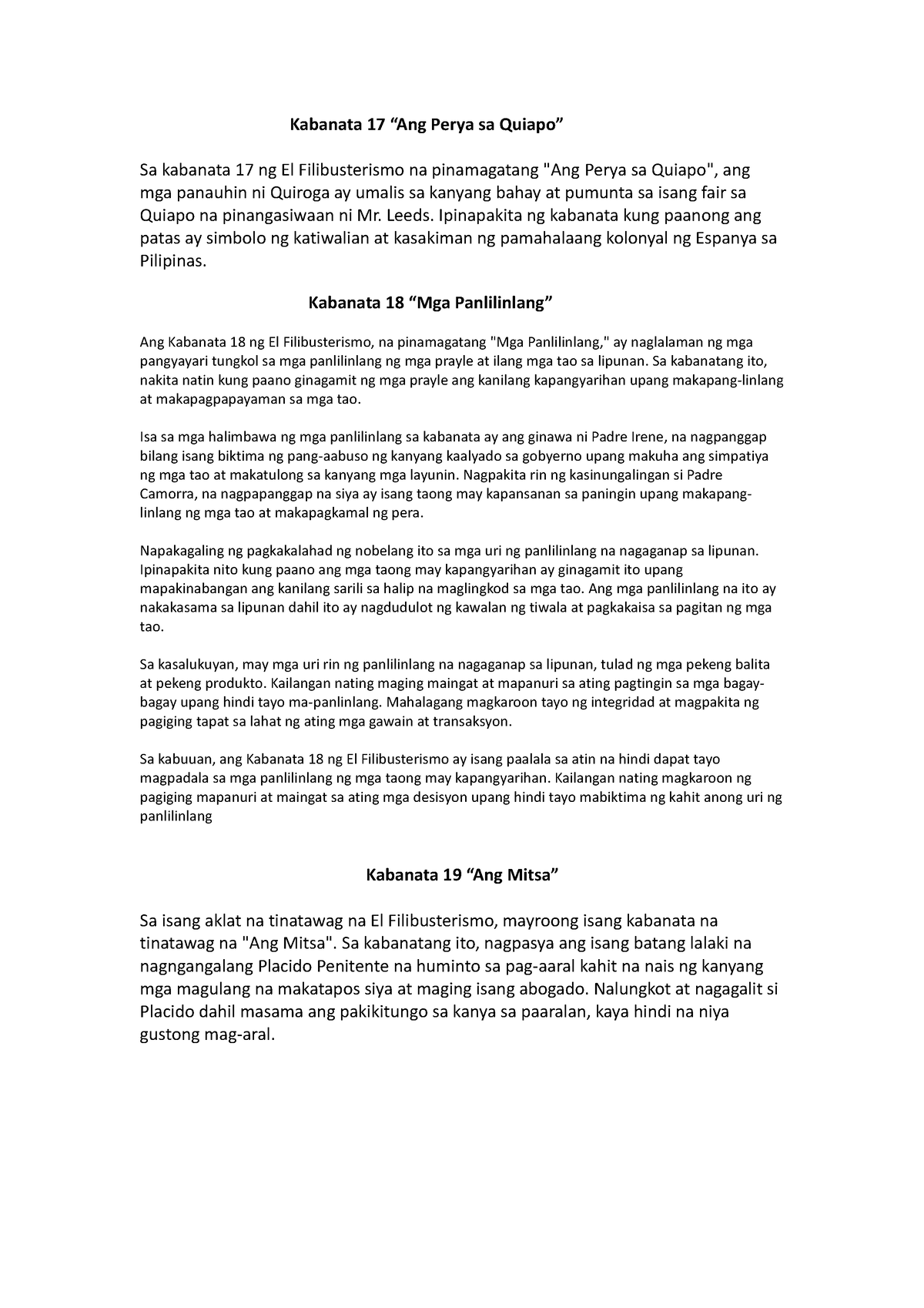 Kabanata-17-30 - Kabanata 17-30 - Kabanata 17 “Ang Perya Sa Quiapo” Sa ...