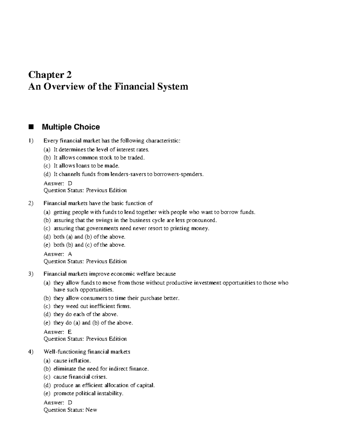 Tb02 - Summary note - Chapter 2 An Overview of the Financial System ...