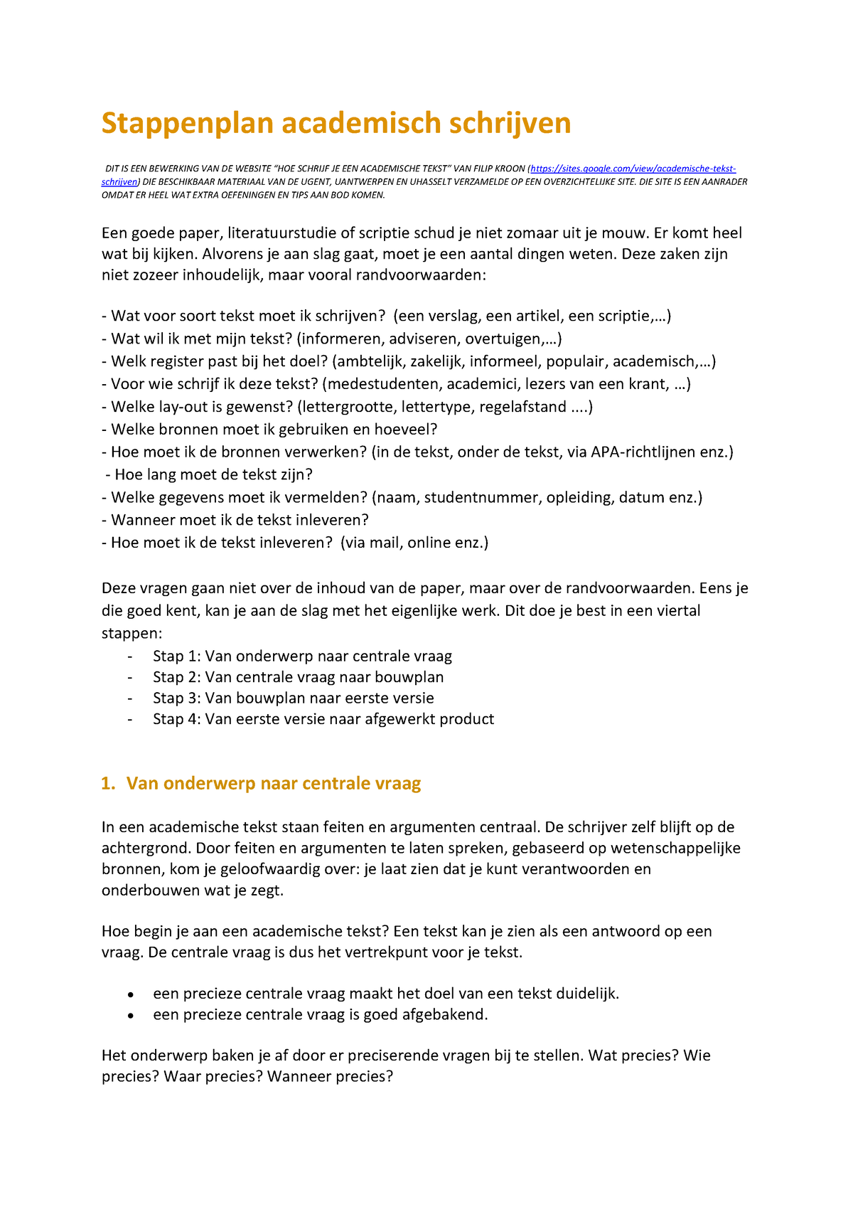 Cursus Stappenplan Academisch Schrijven - Stappenplan Academisch ...