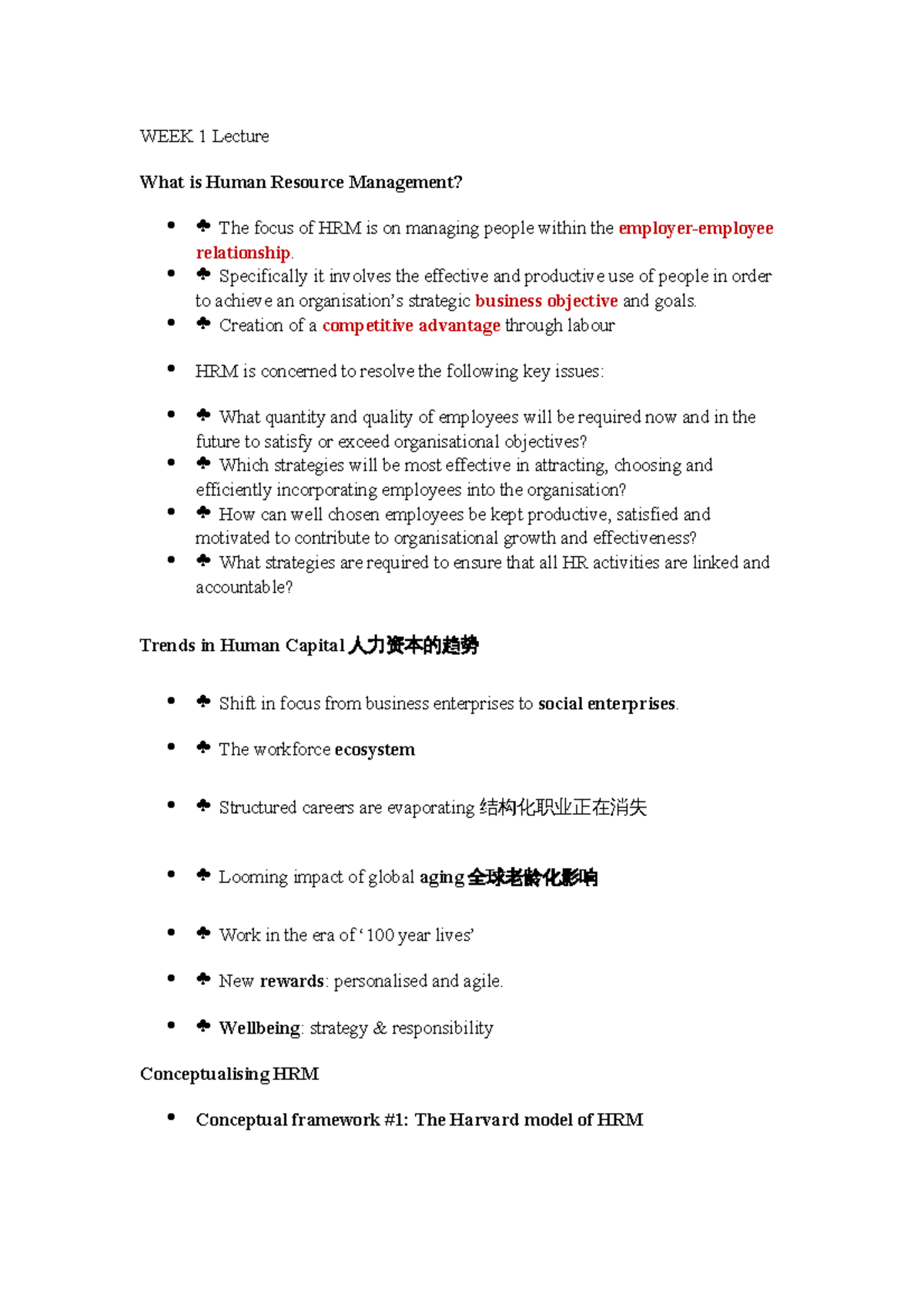 MGMT1007 week 1 summary - WEEK 1 Lecture What is Human Resource ...