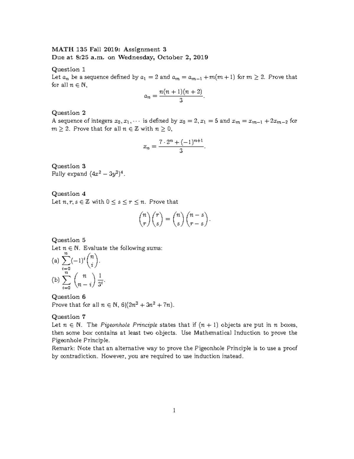 math 135 assignment solutions