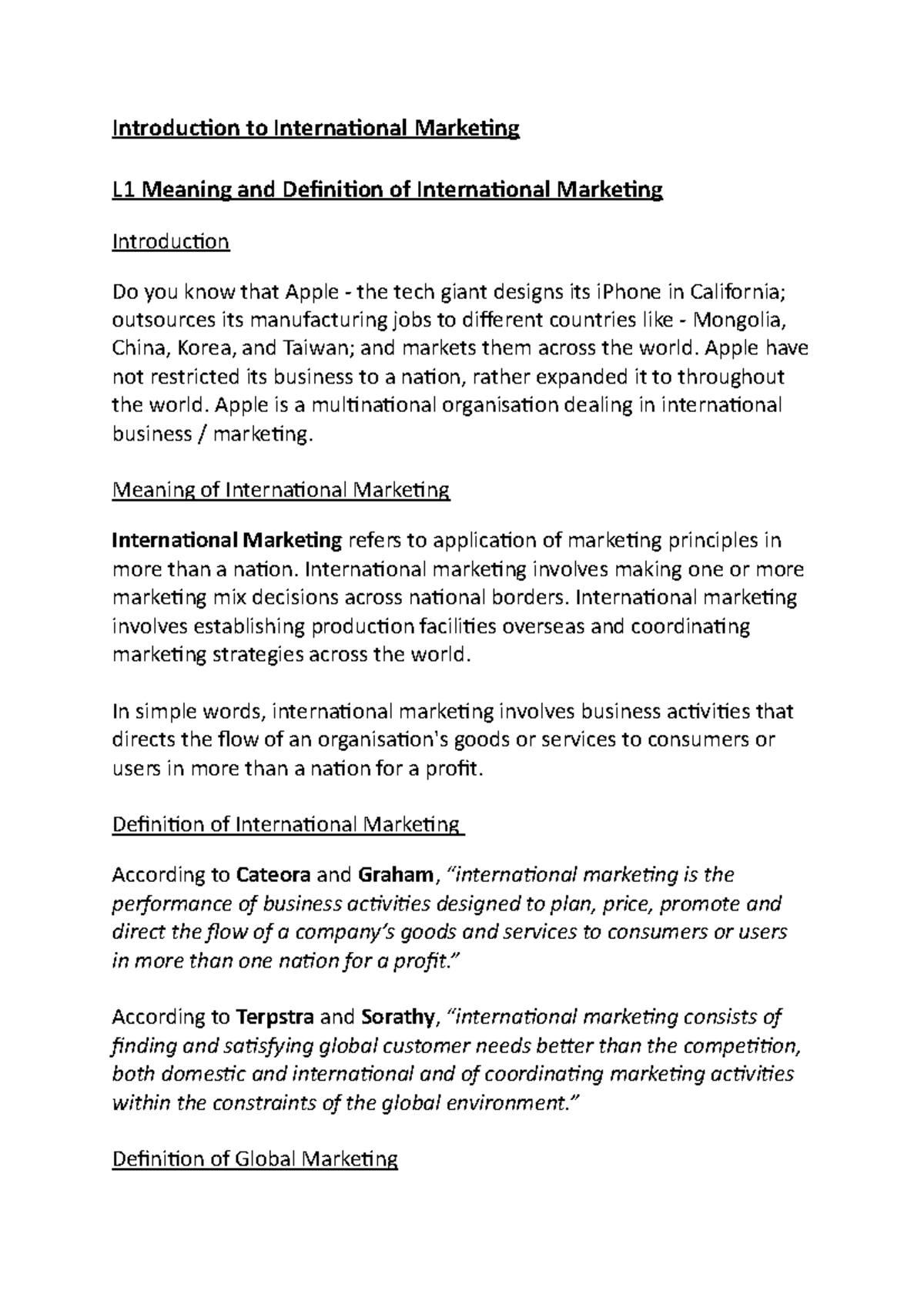 L1 Meaning And Definition Of International Marketing Introduction To 