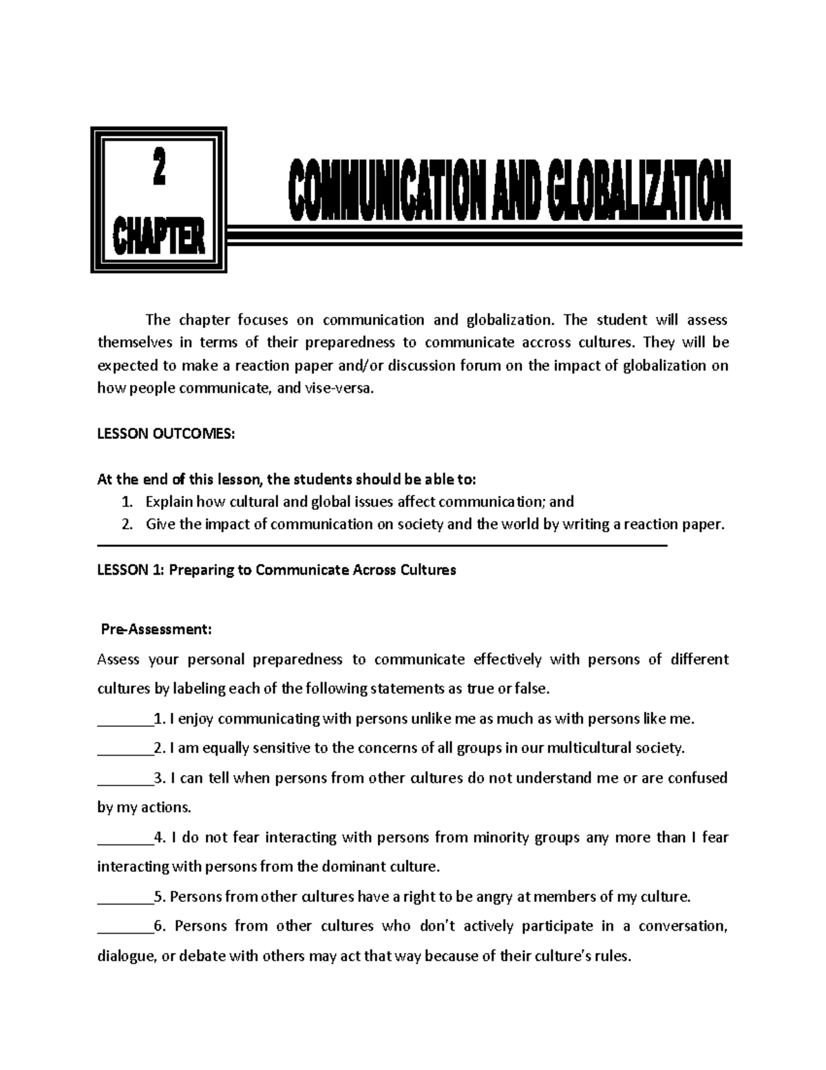 Purposive Communication Chapter 1 and chapter 2 - The chapter focuses ...