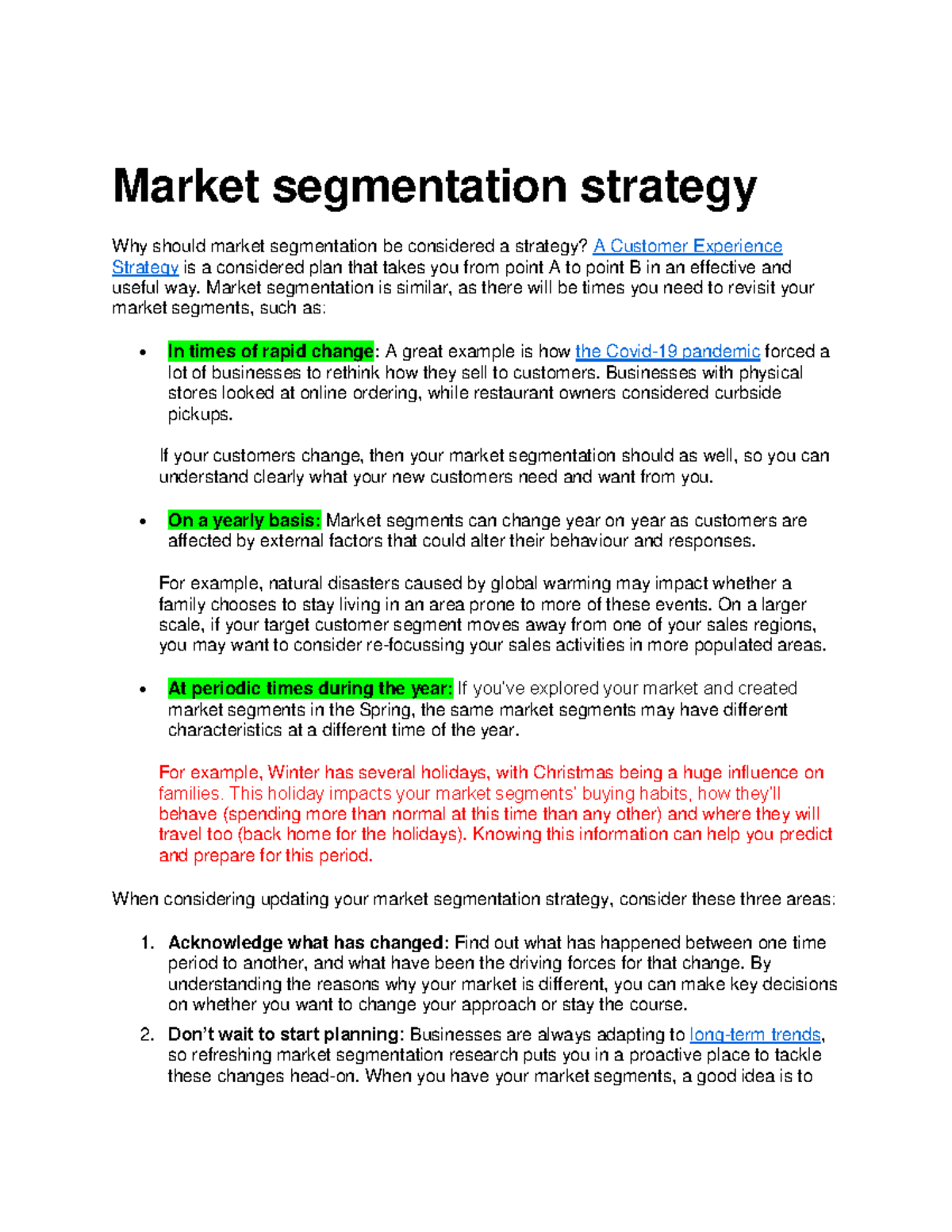 Market-segmentation-strategy - Market segmentation strategy Why should ...