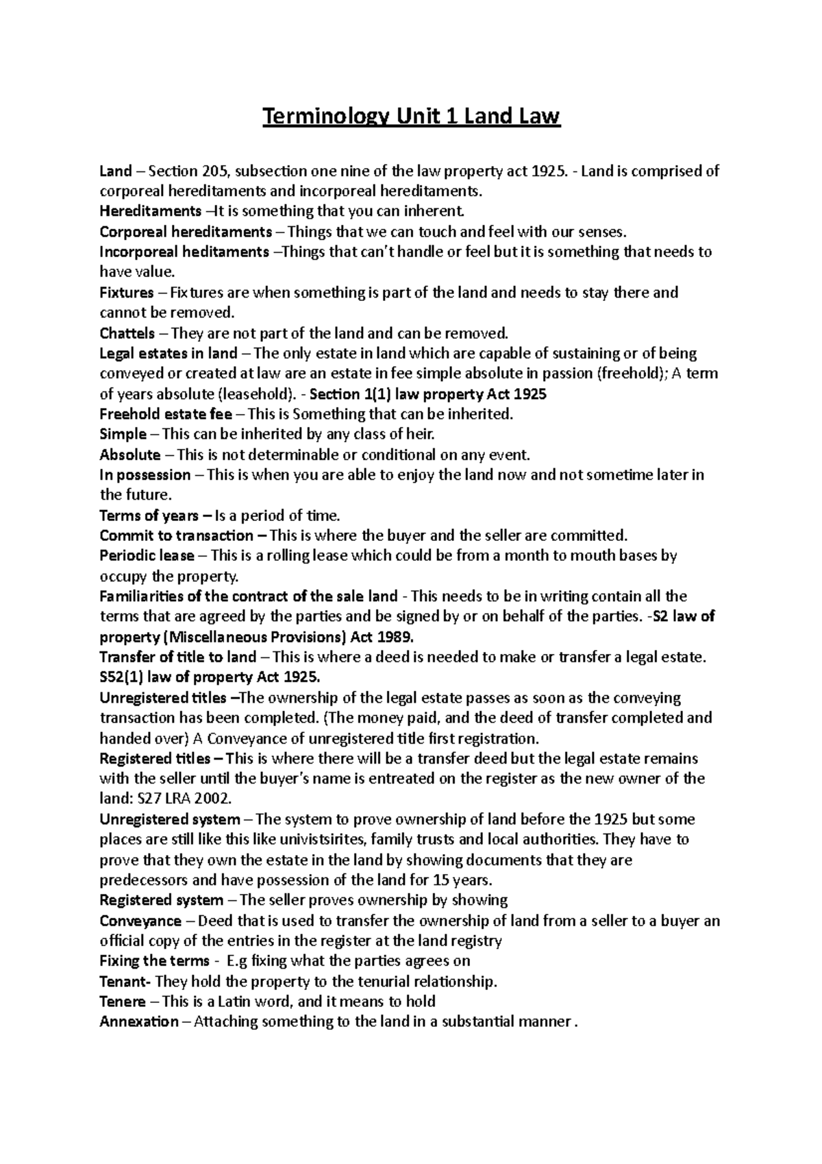 Land Law Glossary | Law: Property Law Terms Word List – SCOSZD