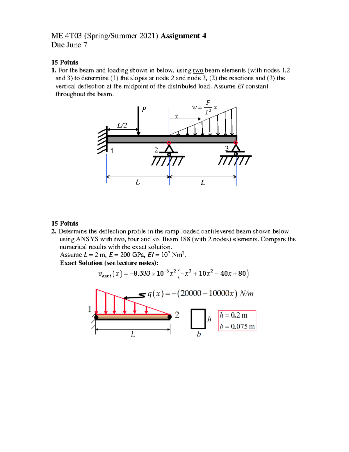 Mech Eng 4T03 Assignment 4 Direct Stiffness Method - ME 4T03 (Spring ...