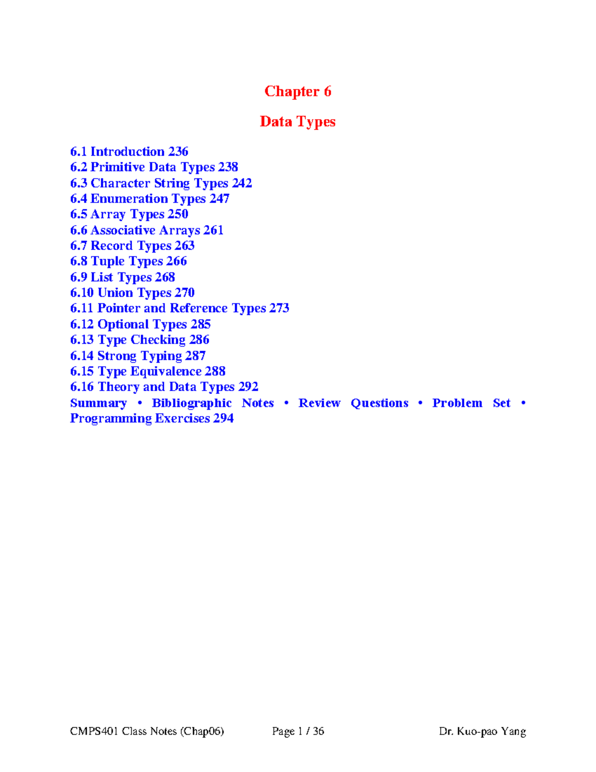 Datatypes - DAT - Data Types Chapter 6 Introduction 6 Primitive Data ...