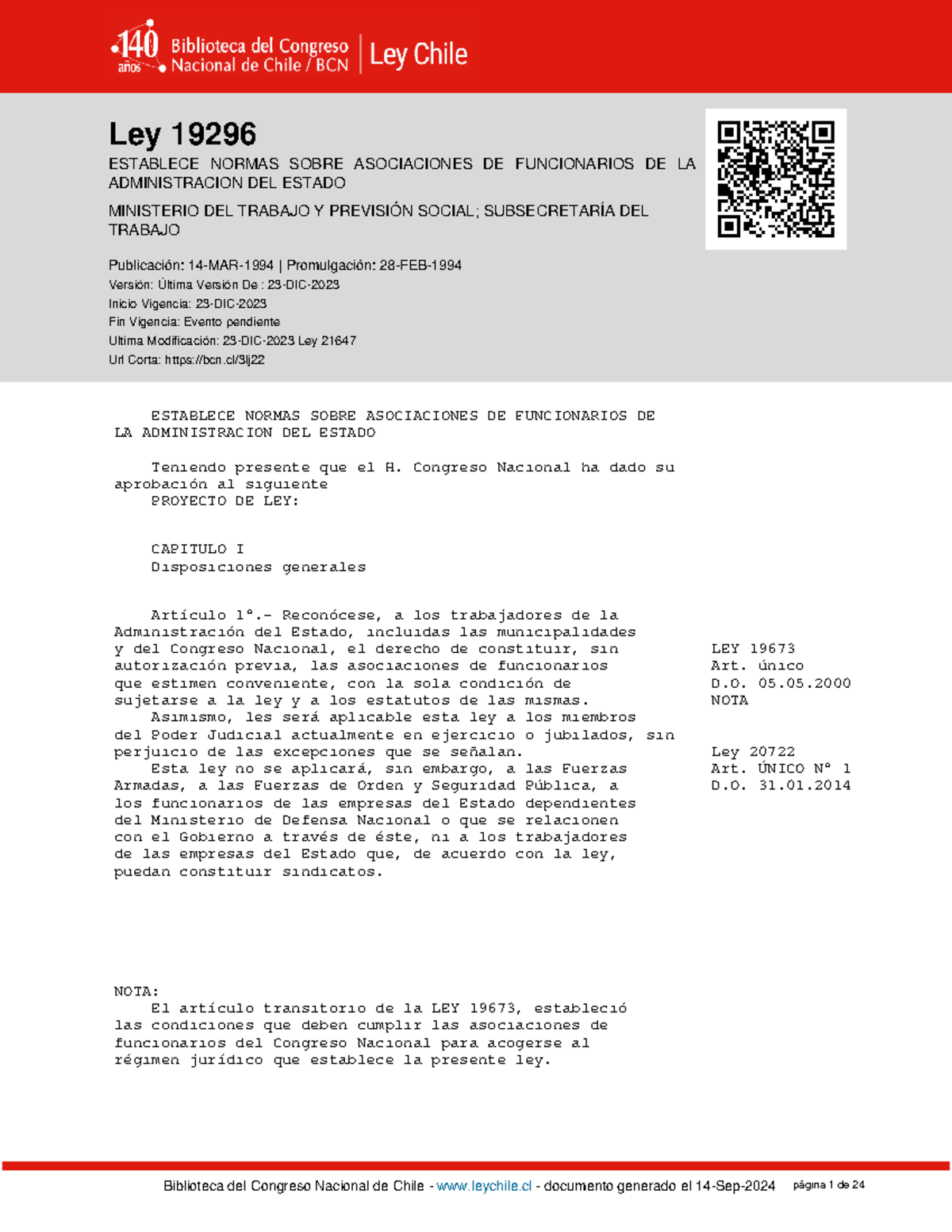 ley 19296 de la conformacion de unidades administrativas - Ley 19296 ...