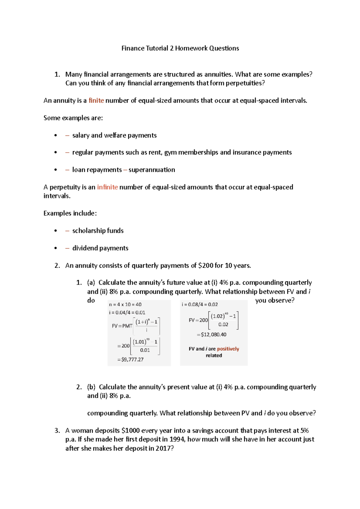 finance college homework