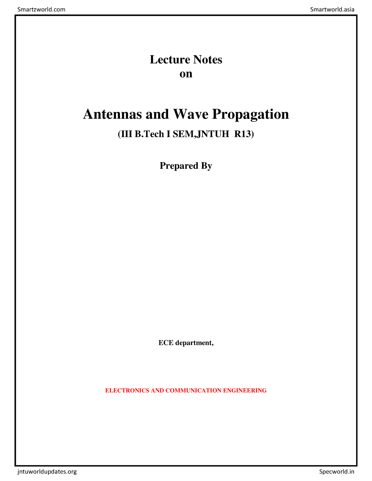 Antennas And Wave Propagation U1 - Lecture Notes On Antennas And Wave ...