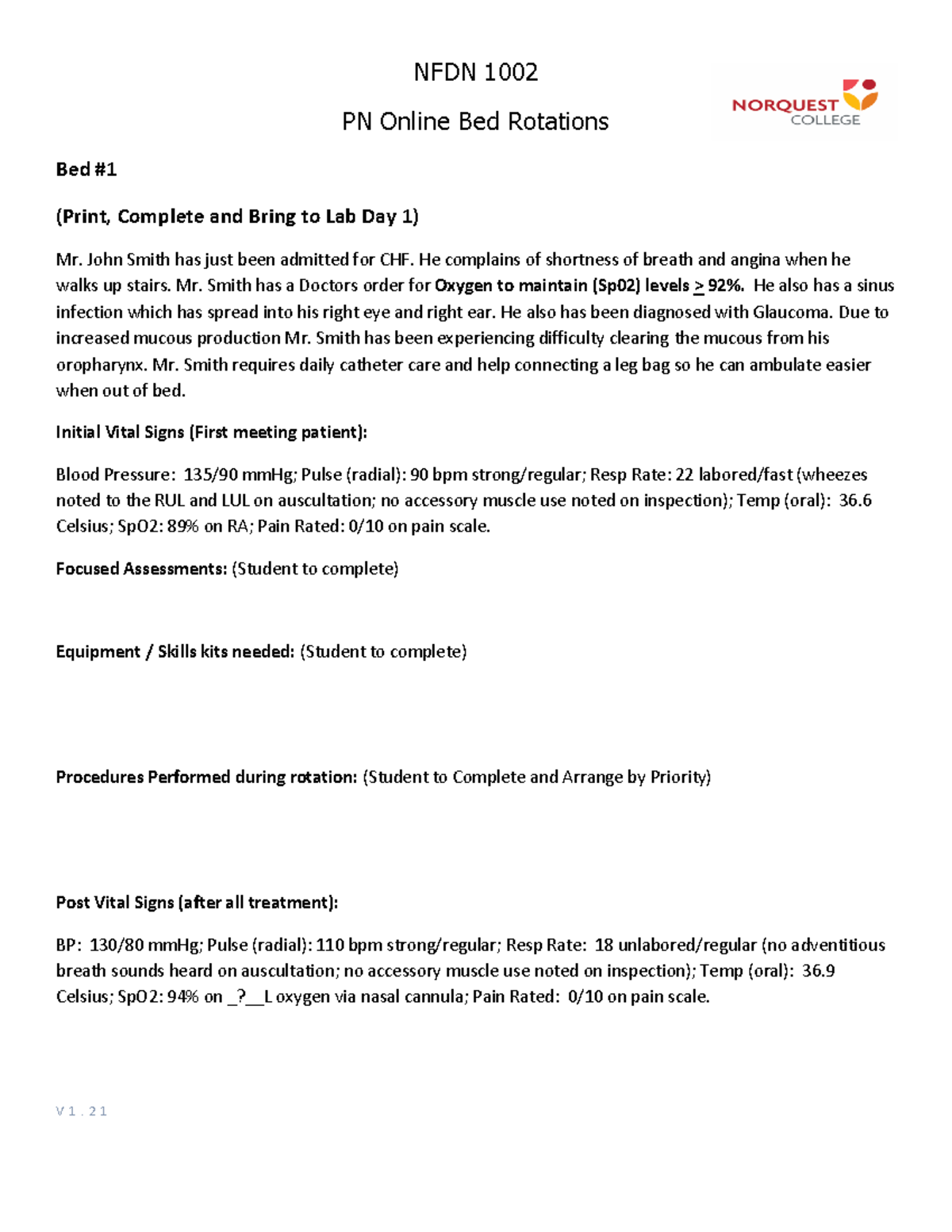 NFDN 1002 Bed Rotation #1 V1 - PN Online Bed Rotations Bed (Print ...