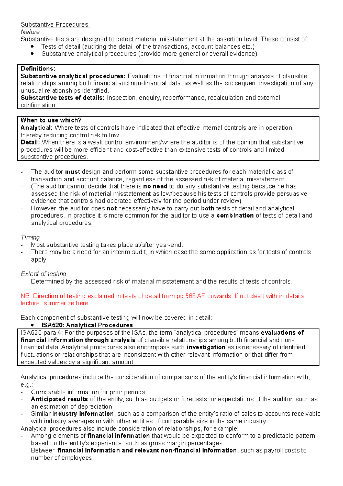 rov301-10-complete-summary-auditing-3-substantive-procedures