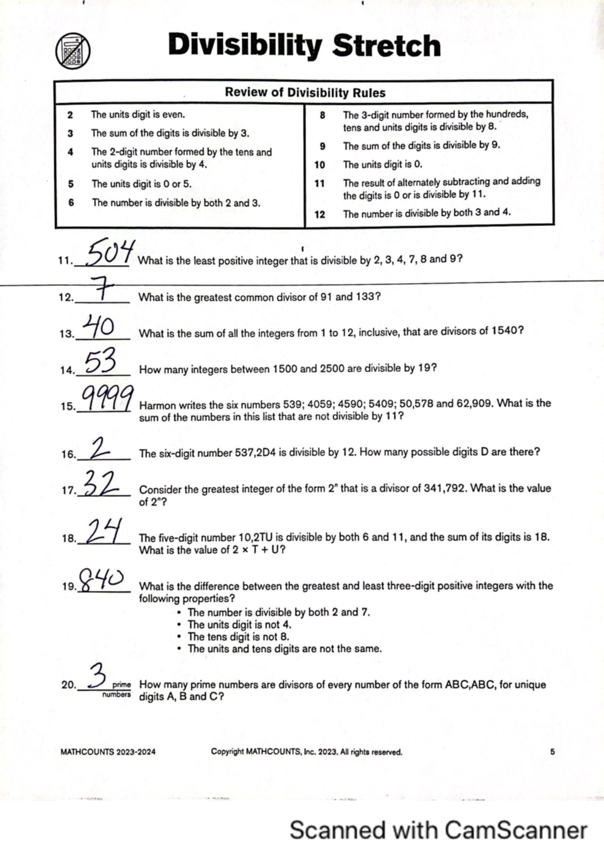 Divisibility Stretch Answers Studocu