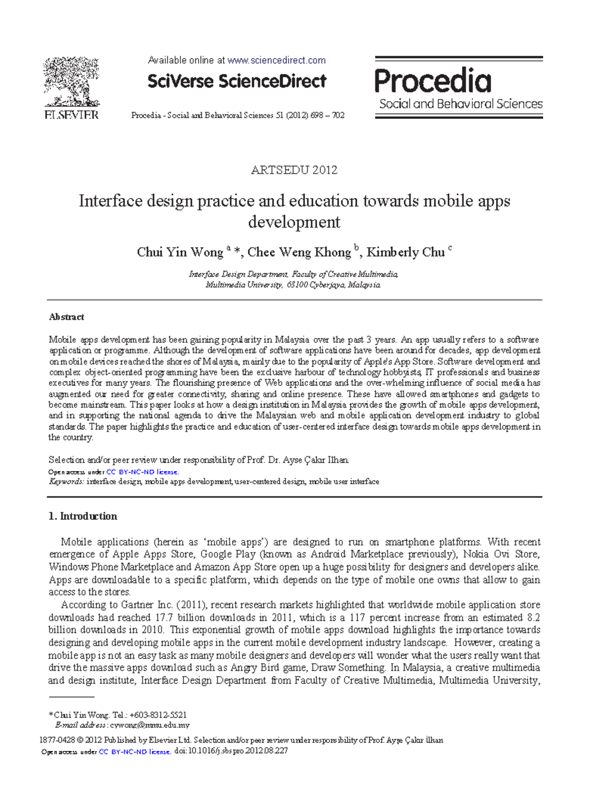 Interface Design - Procedia - Social and Behavioral Sciences 51 (2012 ...