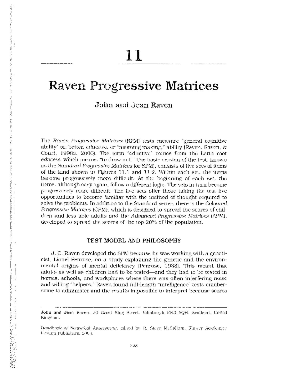 Raven-Raven Progressive Matrices - 11 Raven Progressive Matrices John ...