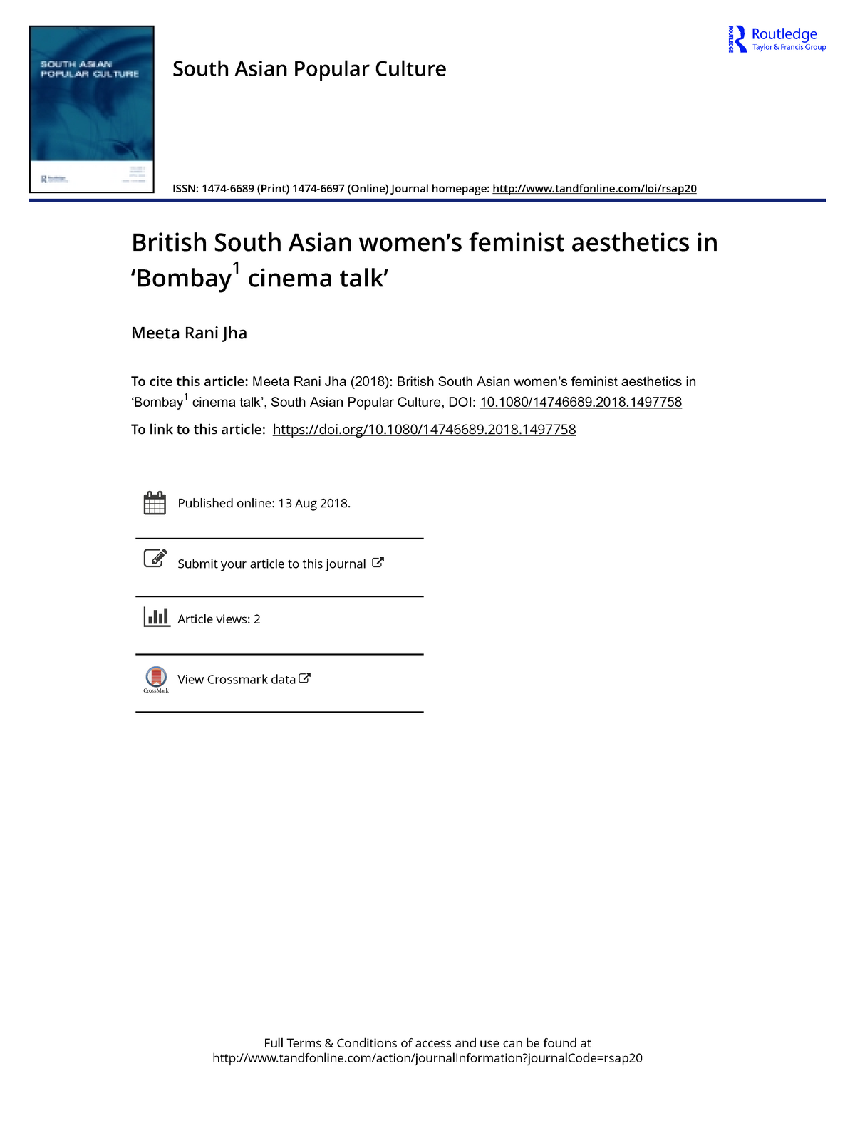 South Asian Popular Culture British Sout - Full Terms & Conditions of