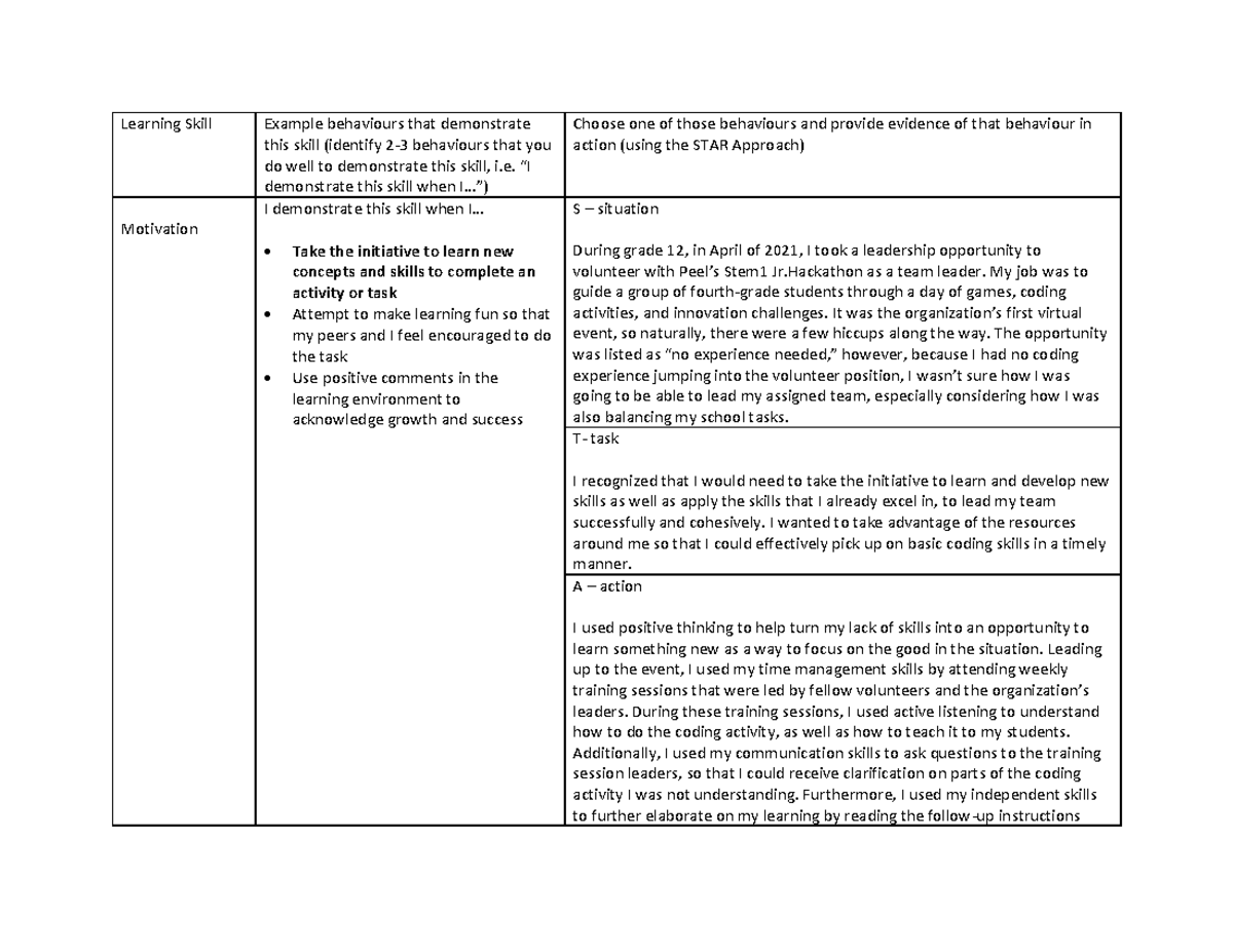 Starresponse-Practice - Learning Skill Example behaviours that ...