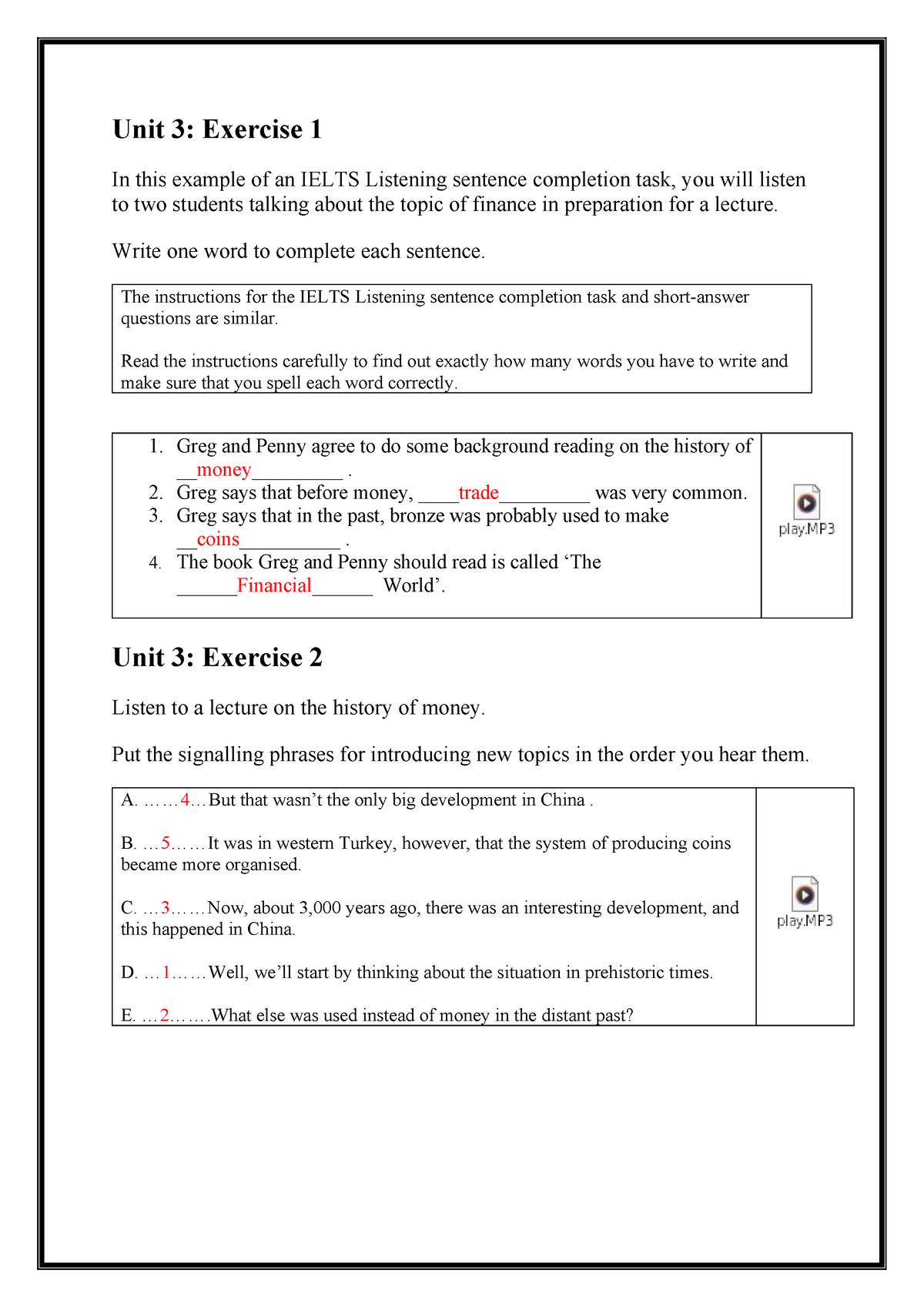 unit 3 listening assignment a