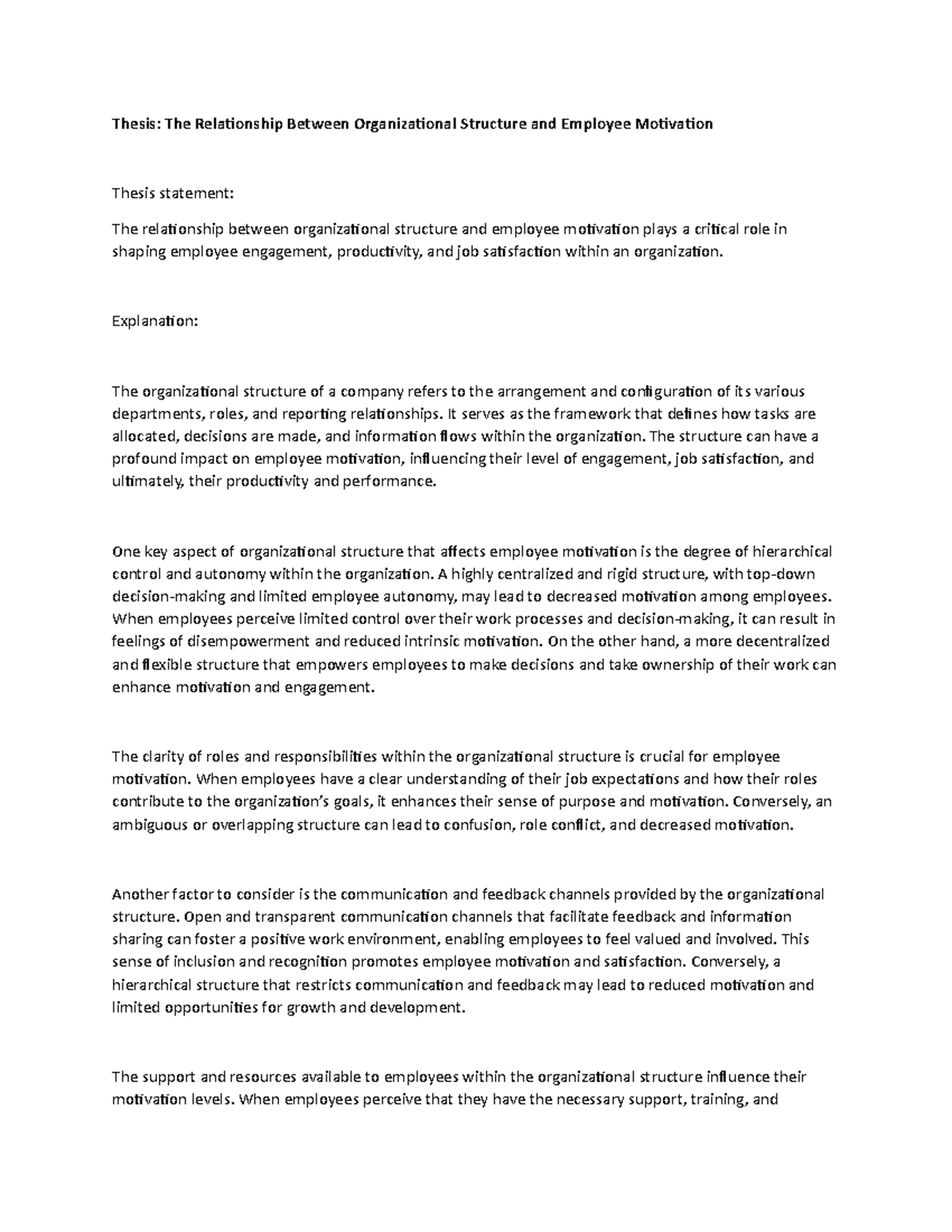The Relationship Between Organizational Structure and Employee ...