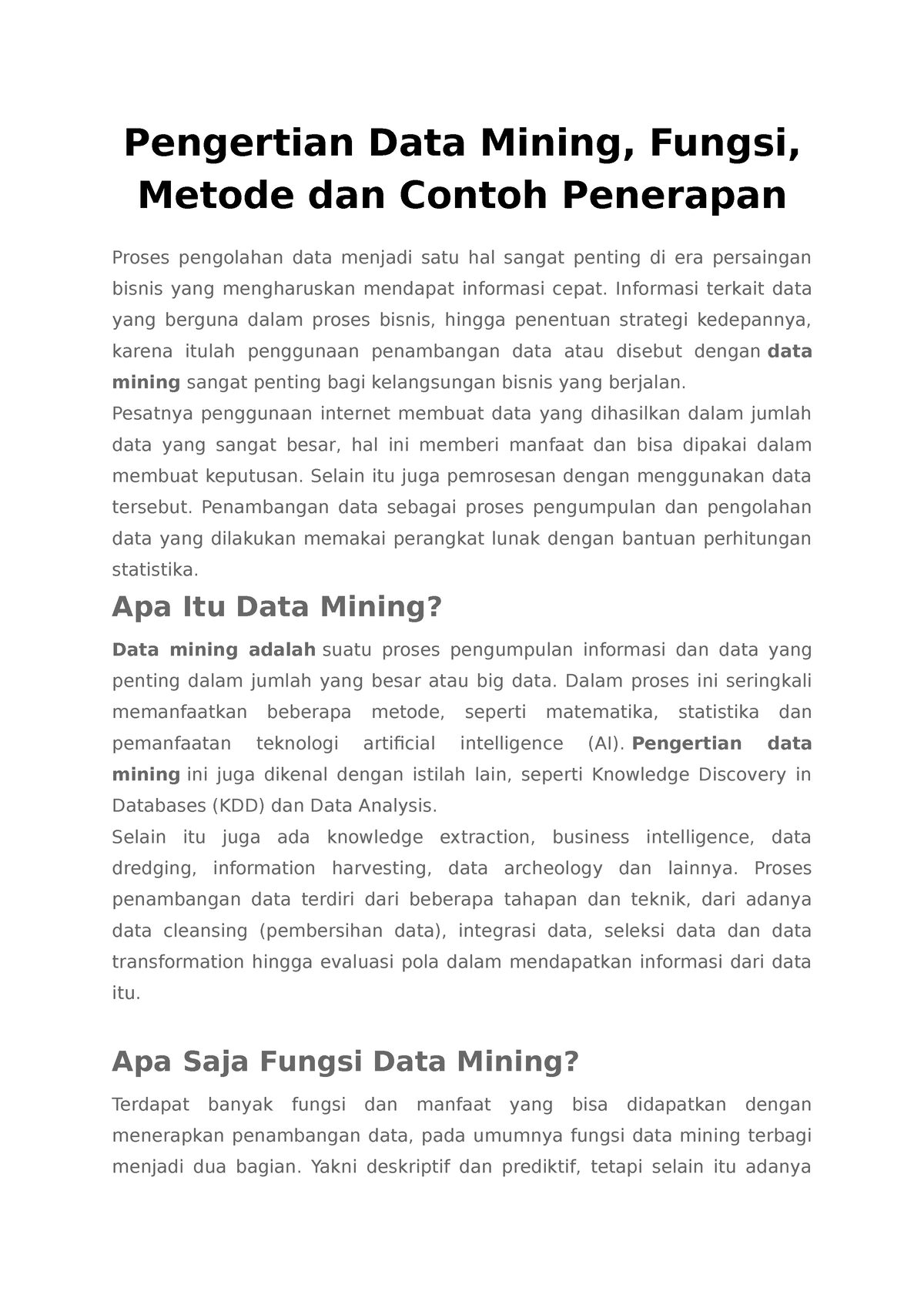 Pengertian Data Mining - Informasi Terkait Data Yang Berguna Dalam ...