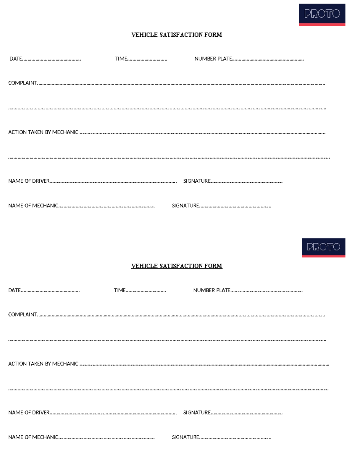 Vehicle Satsfaction FORM 34 - VEHICLE SATISFACTION FORM - Studocu