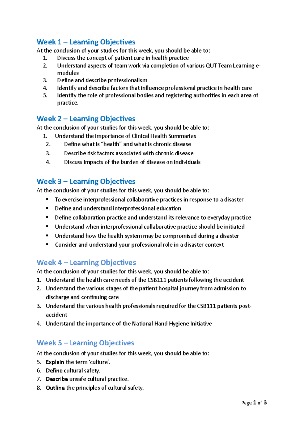 Learning Objectives - Discuss the concept of patient care in health ...