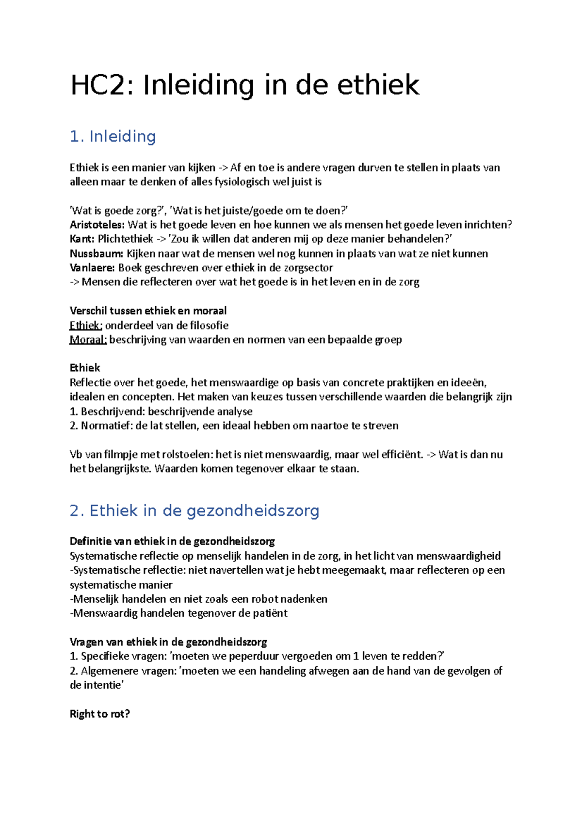 HC4 Inleiding In De Ethiek - HC2: Inleiding In De Ethiek 1. Inleiding ...