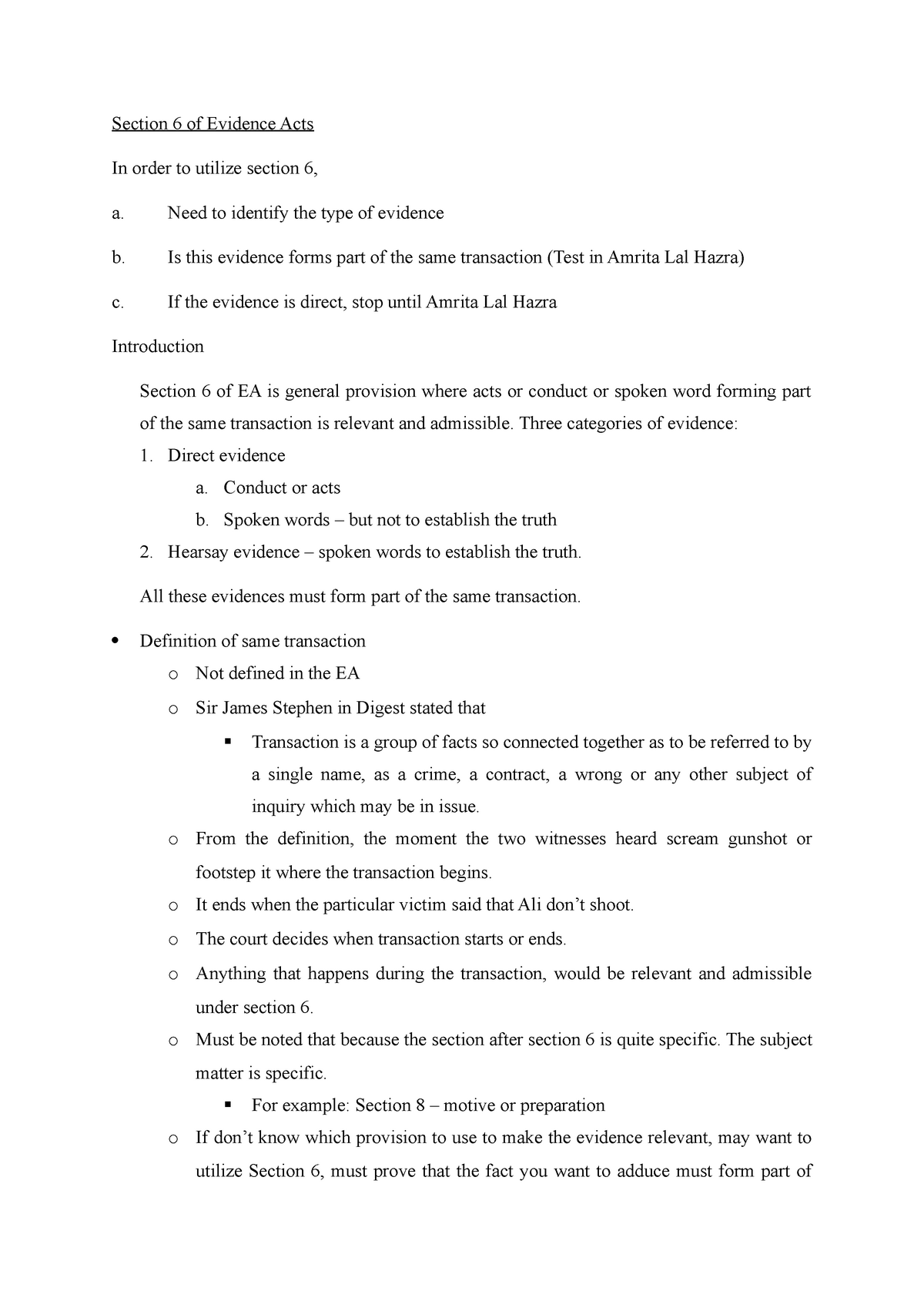 Section 6 of Evidence Act - Need to identify the type of evidence b. Is ...