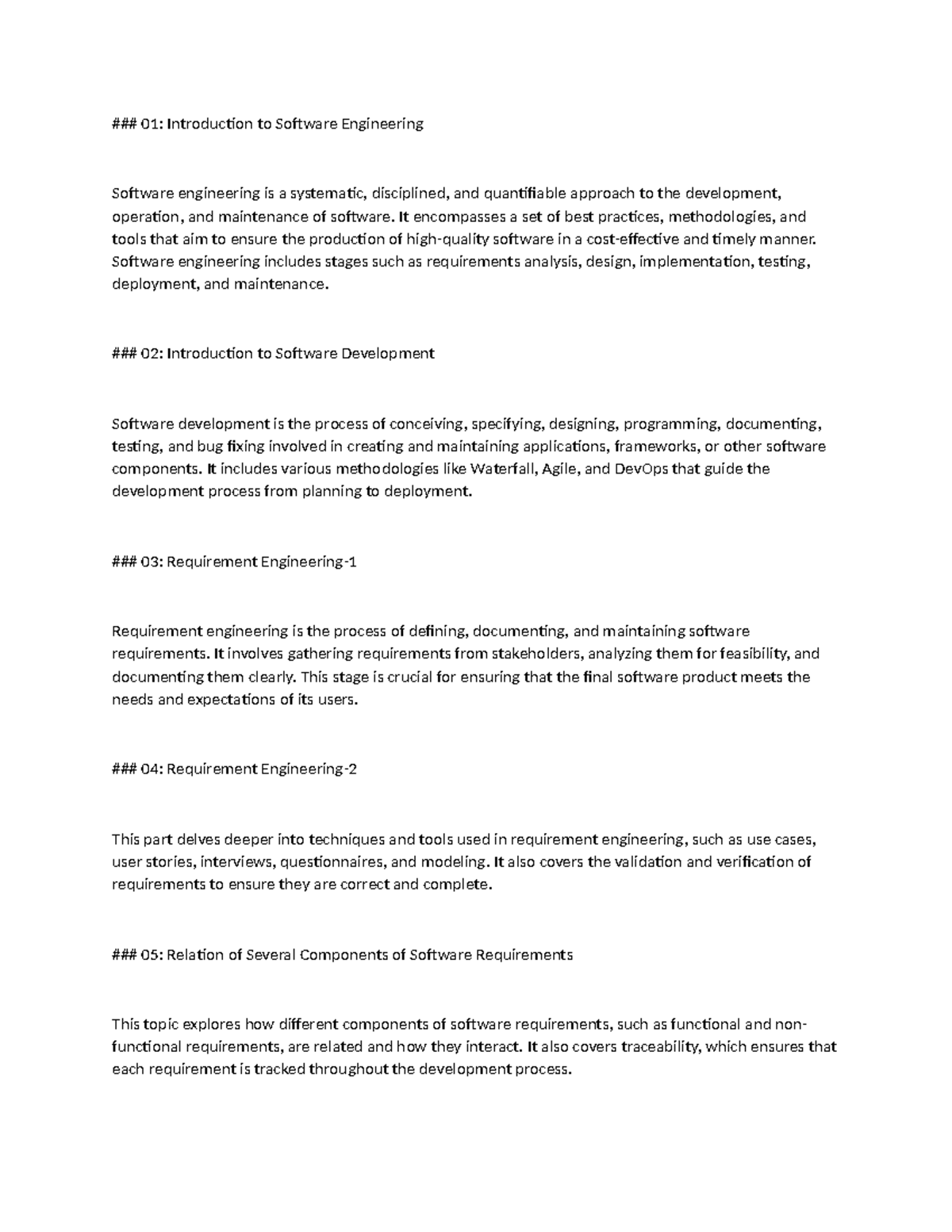 Cs 504 notes - 01: Introduction to Software Engineering Software ...
