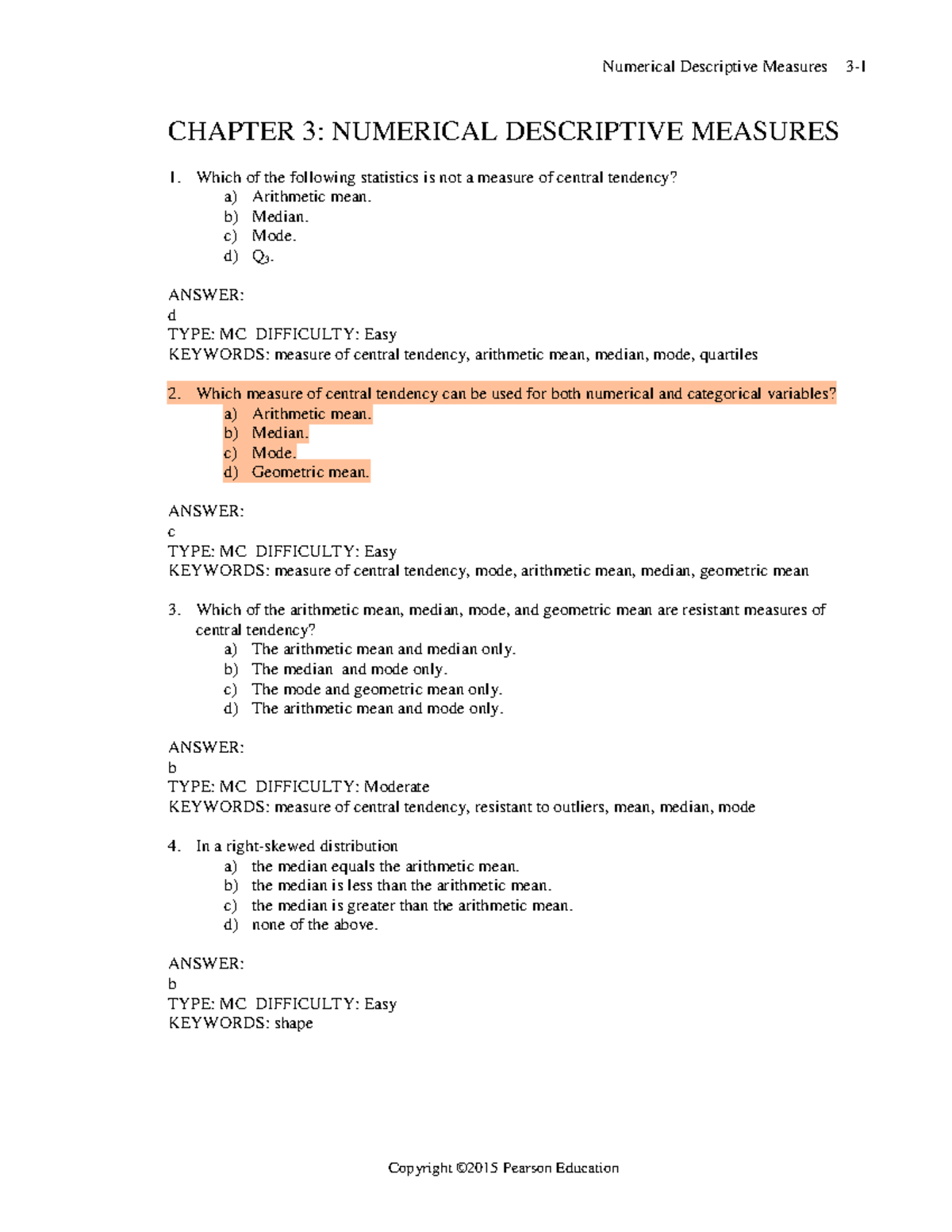 Chapter 3 - Quantitate Methods for business 101 - Numerical Descriptive ...
