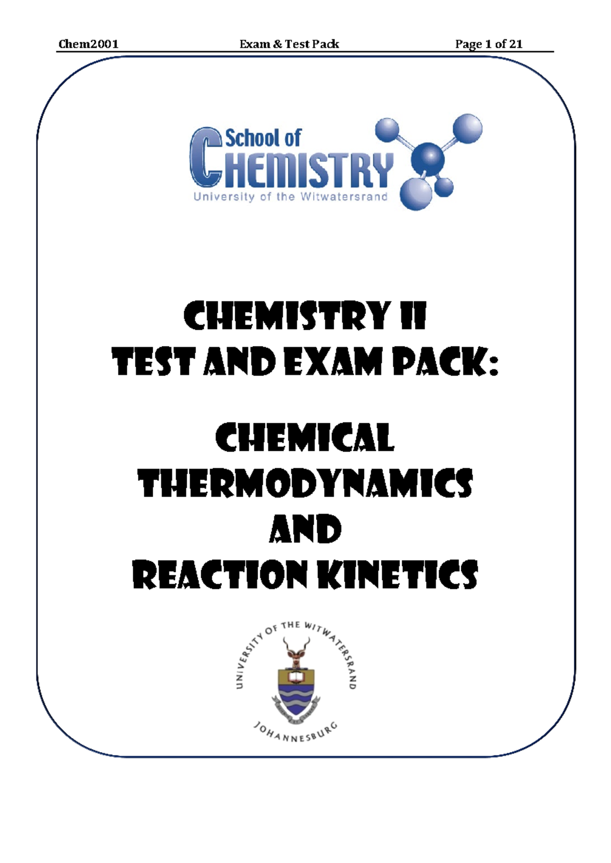 Exam & Test Pack 2022 - CHEMISTRY II TEST and EXAM Pack: CHEMICAL ...