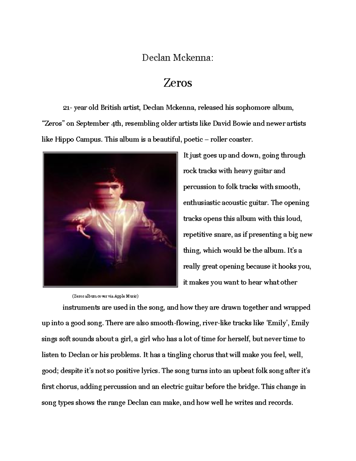Declan Mckenna Zeros - Journalism Paper - Declan Mckenna: Zeros 21 ...