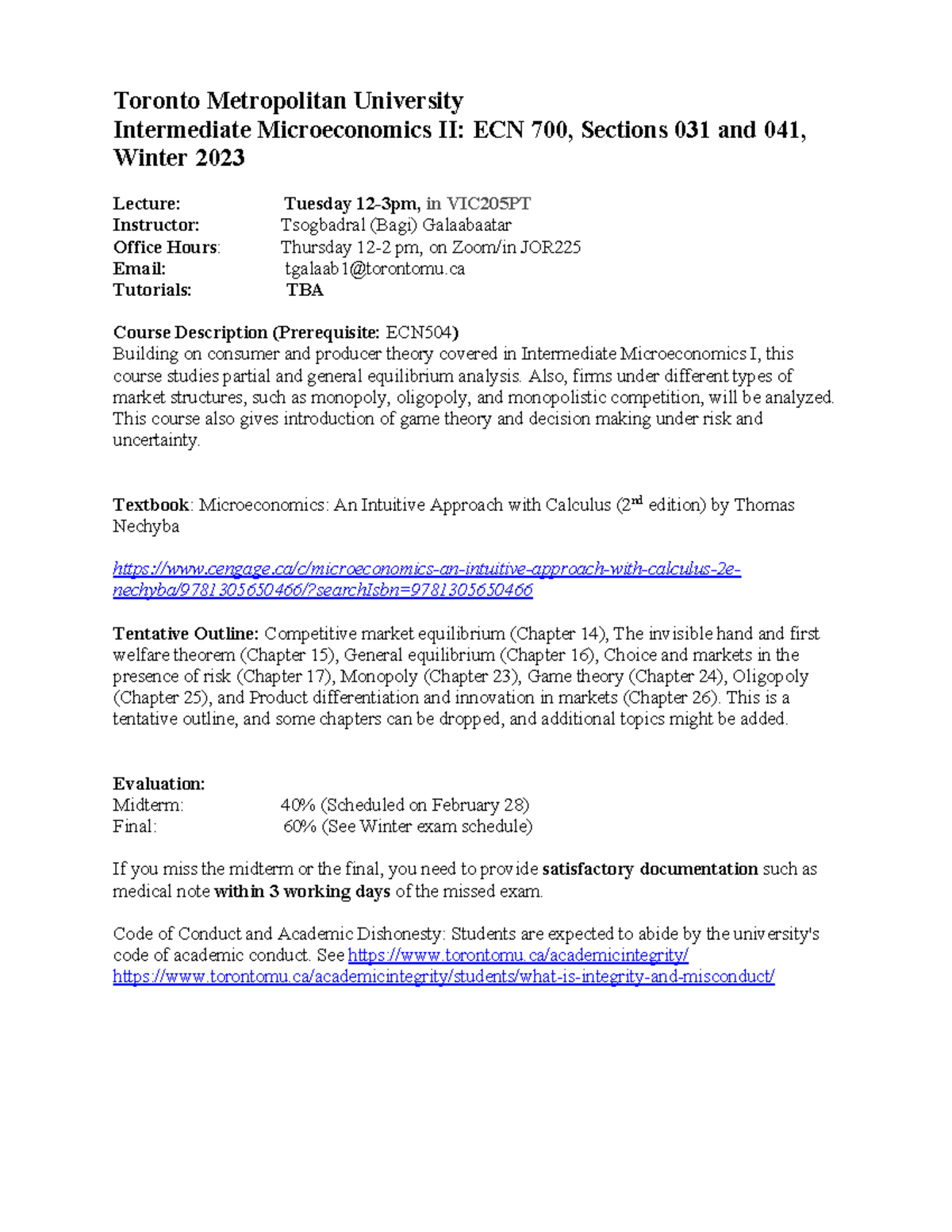 ECN700 2023 Course Outline - Toronto Metropolitan University ...