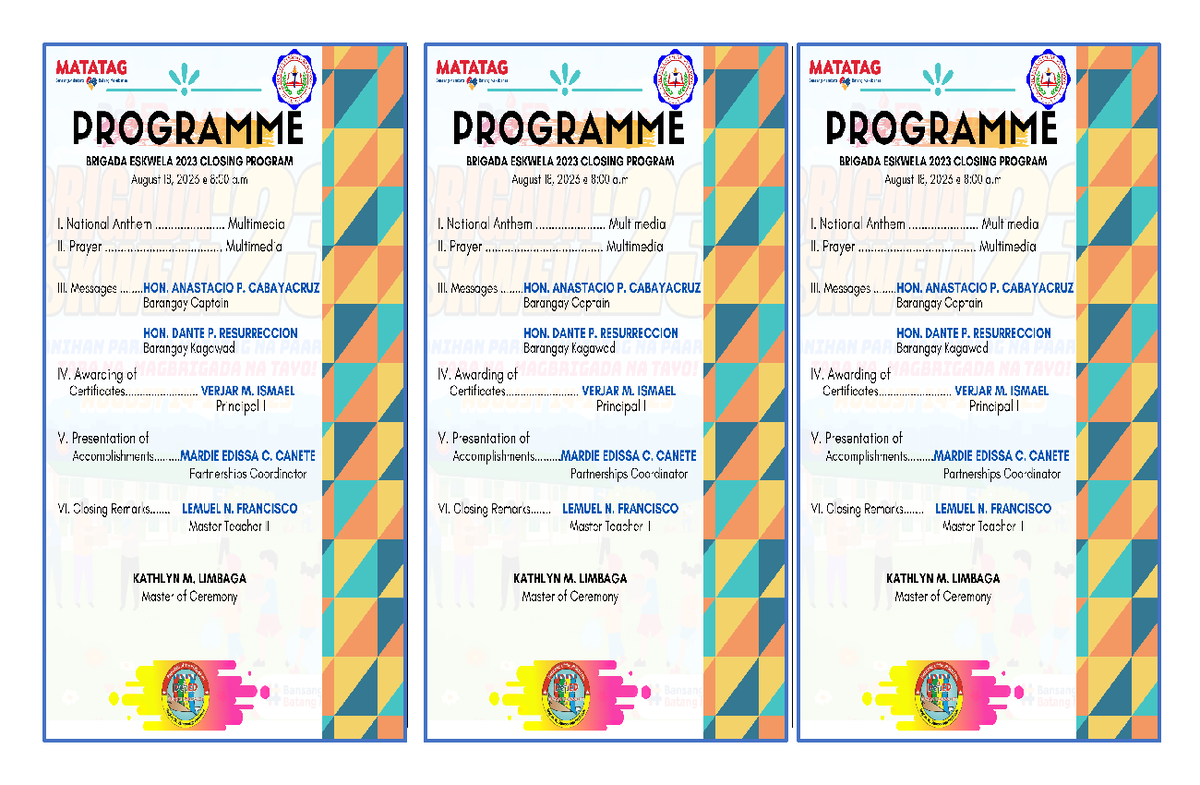 Programme closing program - BEED - Studocu