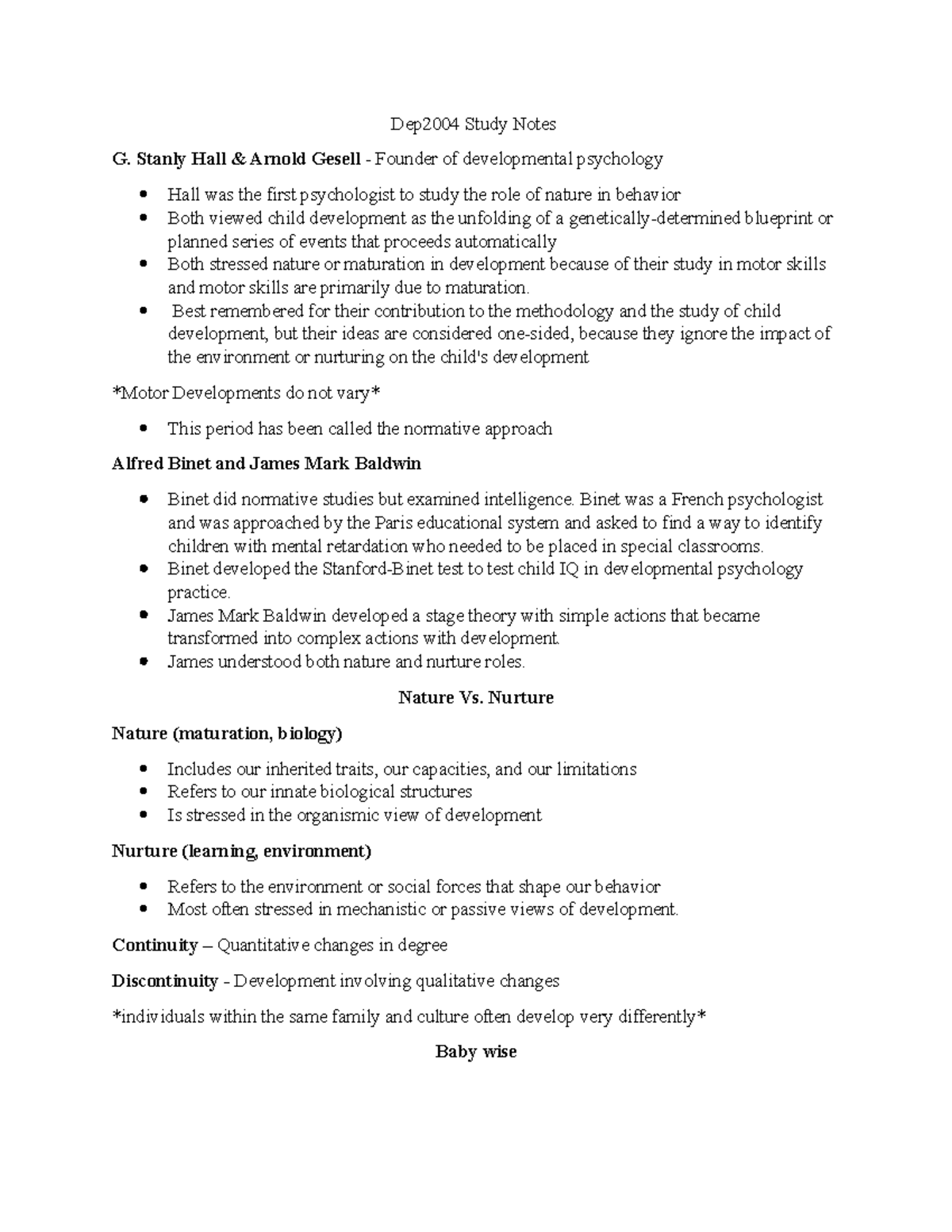 Dept 2004 - Dep2004 Study Notes G. Stanly Hall & Arnold Gesell ...