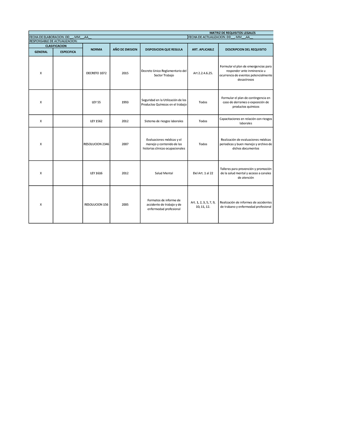 Evidencia 4 Matriz Legal X Decreto 1072 2015 Decreto Unico Reglamentario Del Sector Trabajo 4477