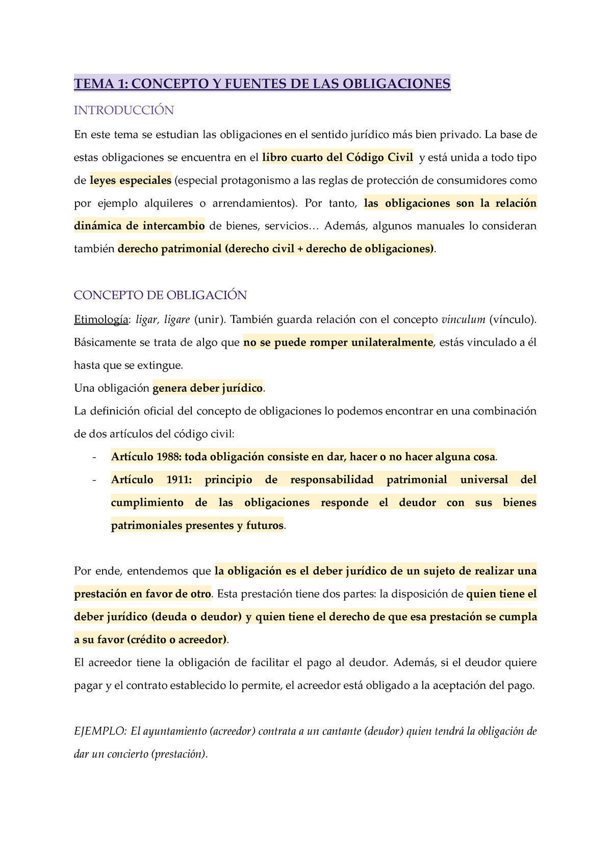 Derecho Civil Obligaciones Y Contratos - Apuntes - TEMA 1: CONCEPTO Y ...