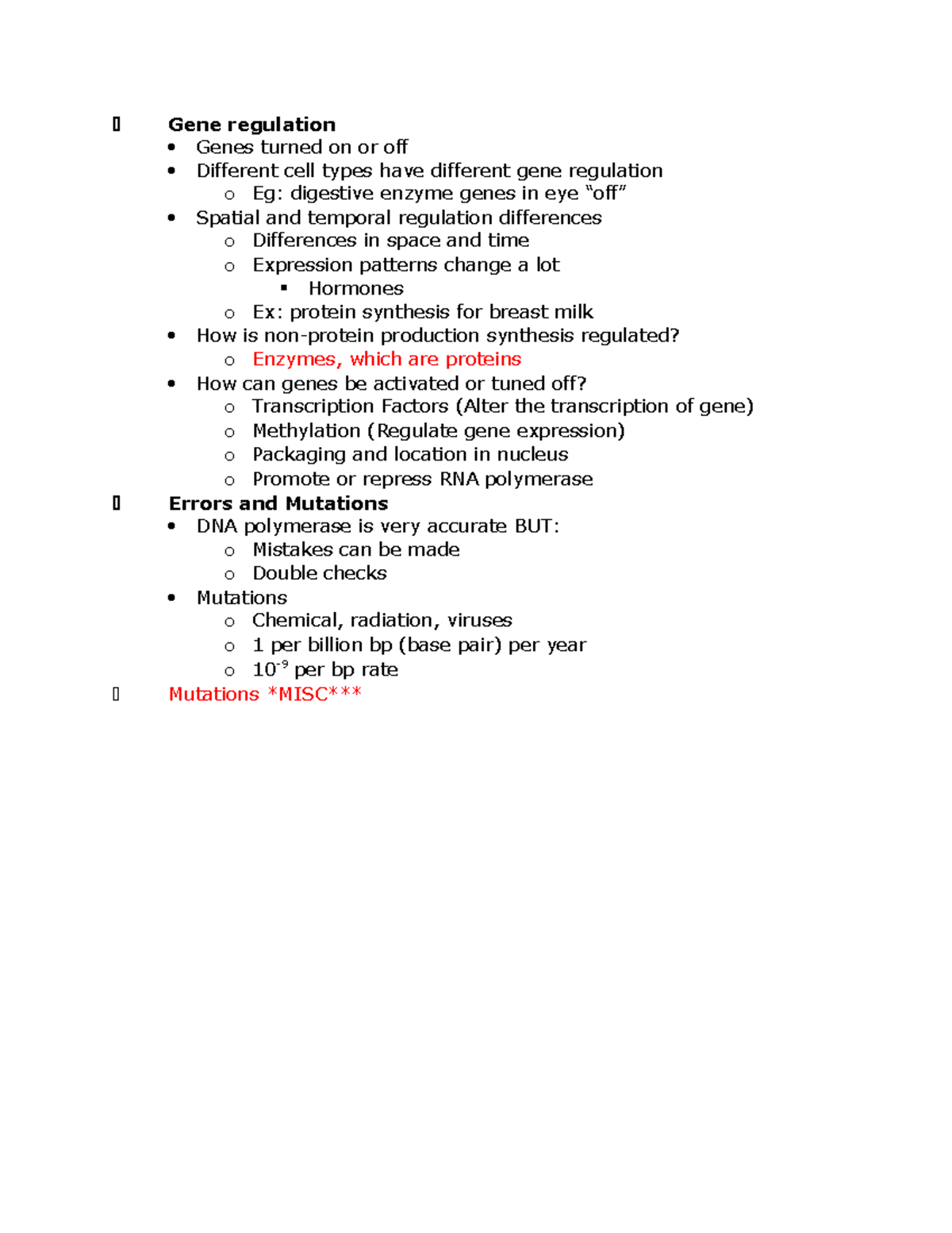 Gene regulation Lecture notes on genes and its properties. Gene