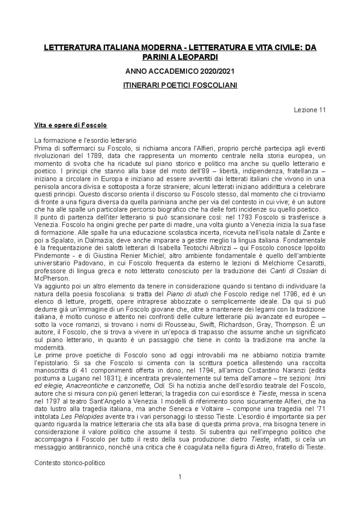 Letteratura Italiana Moderna - Appunti Del Modulo B - LETTERATURA ...