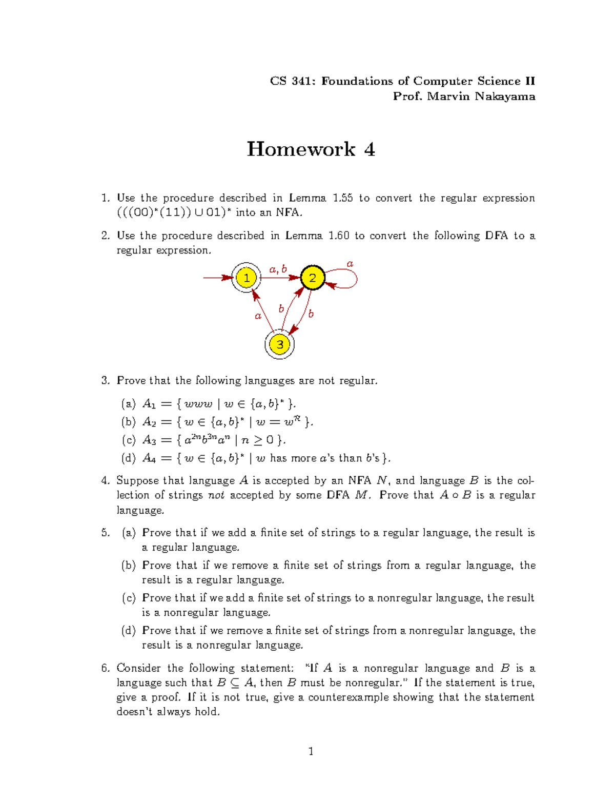 Hw04 - Homework 4 About Chapter 4 For CS341 - CS 341: Foundations Of ...