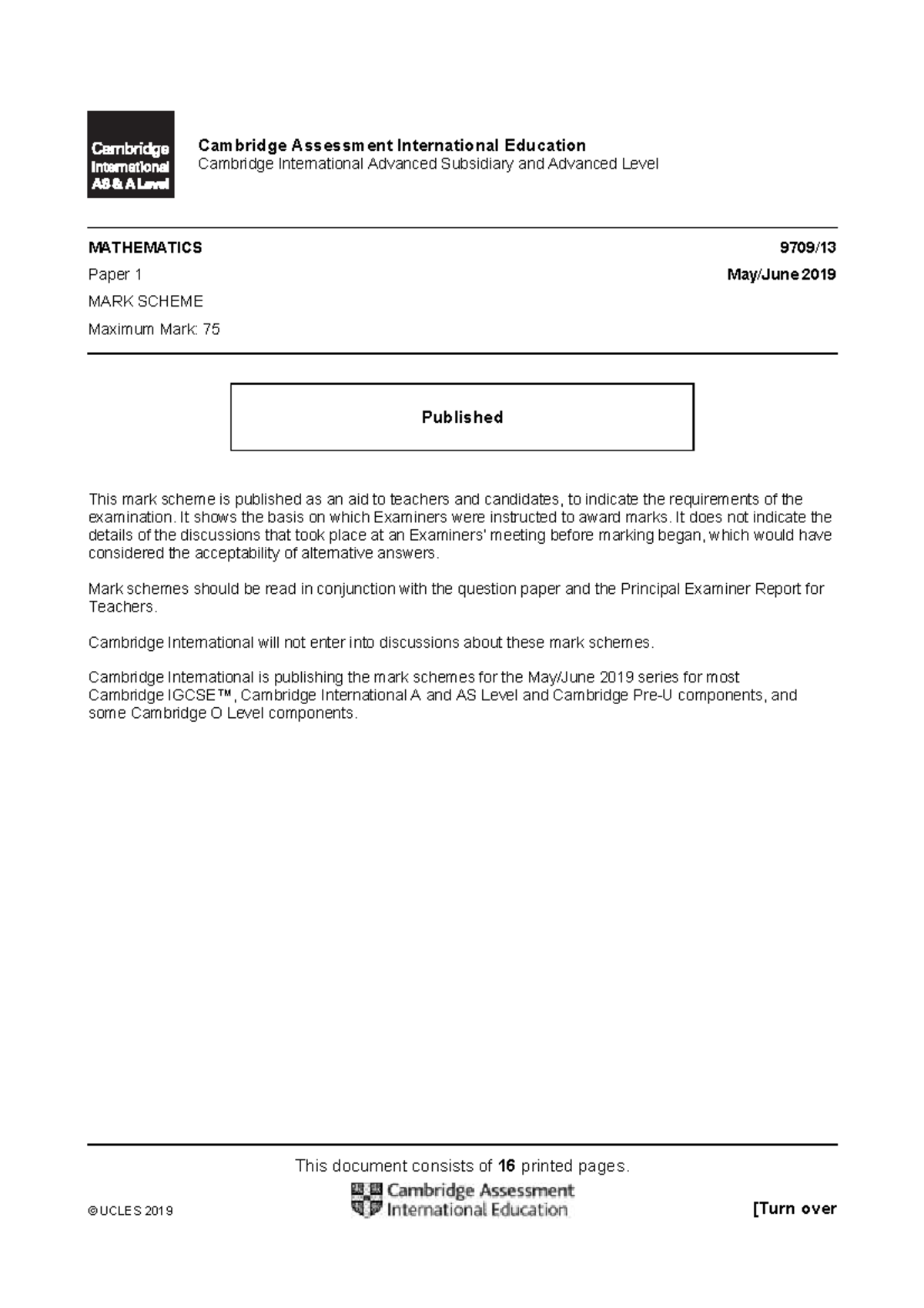 9709 s19 ms 13 - Please give additional info - This document consists ...