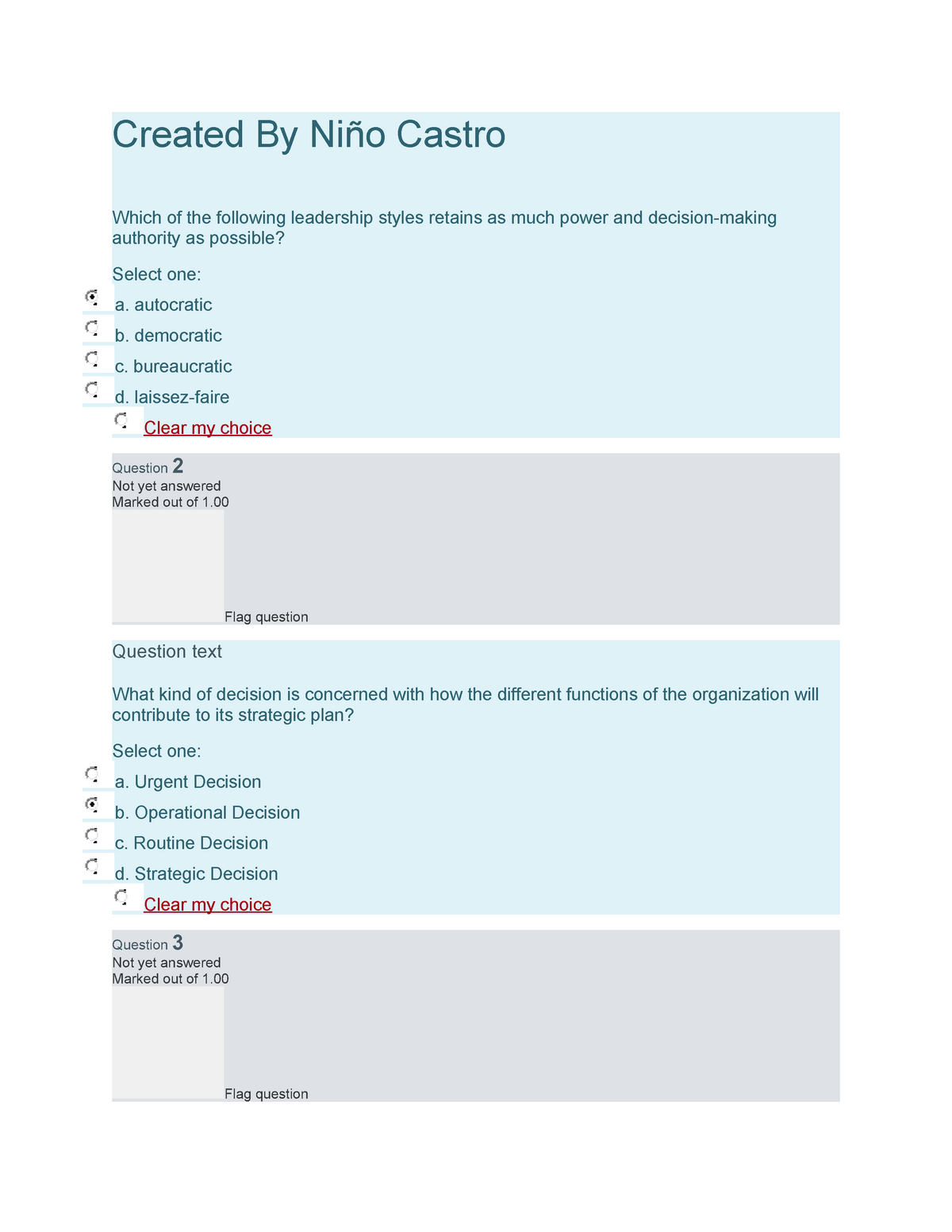 d Blundering Methods This step in decision making involves