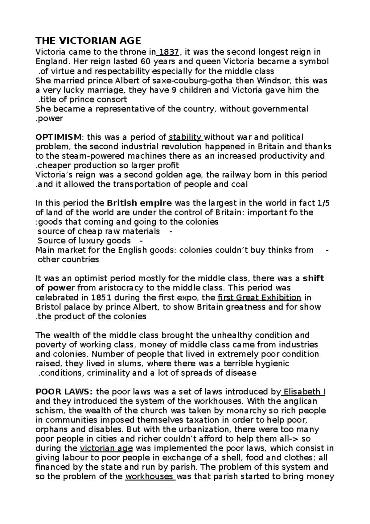 Victorian age Appunti 5 superiore lett. inglese THE VICTORIAN AGE