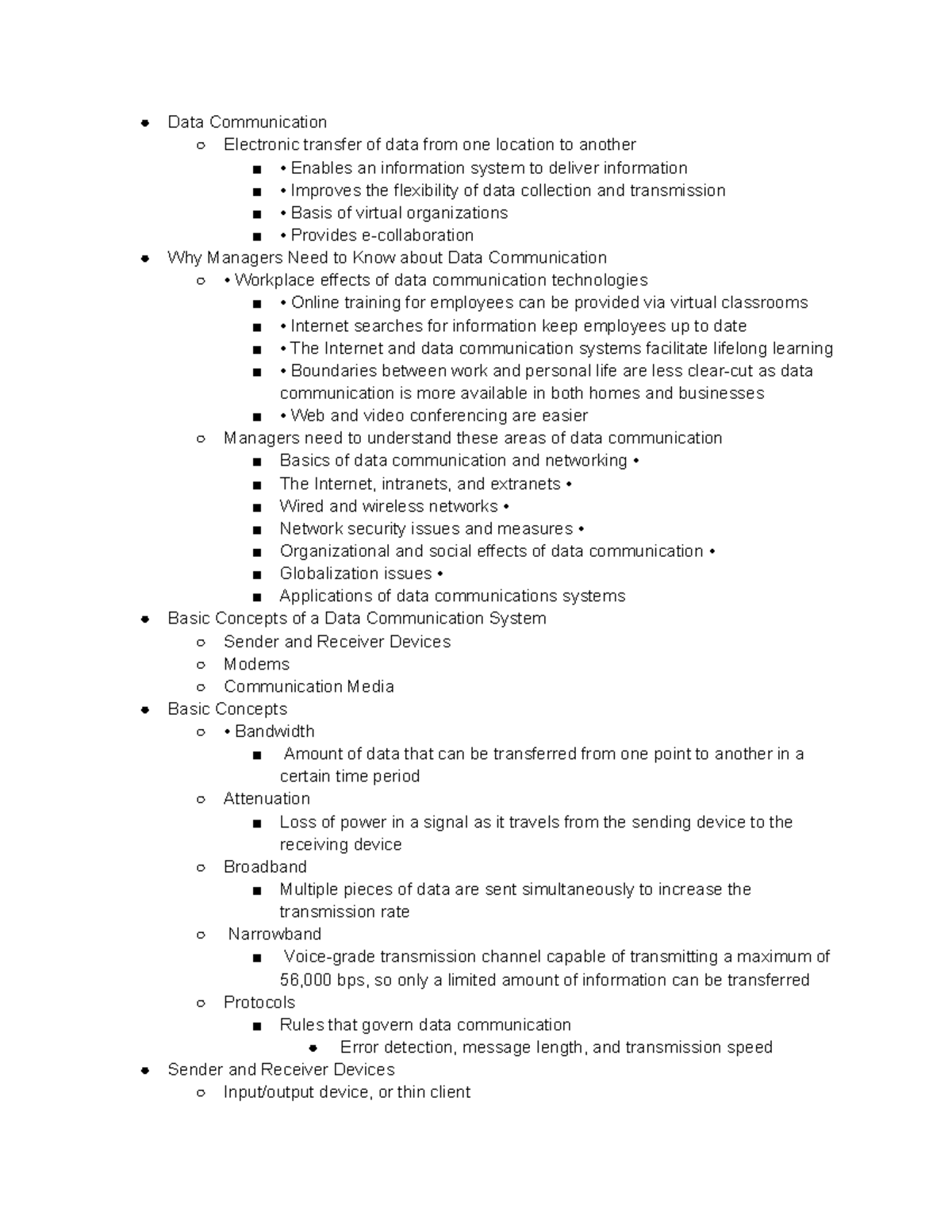 MIS Chapter 6 - Lecture notes 6 - Data Communication Electronic ...